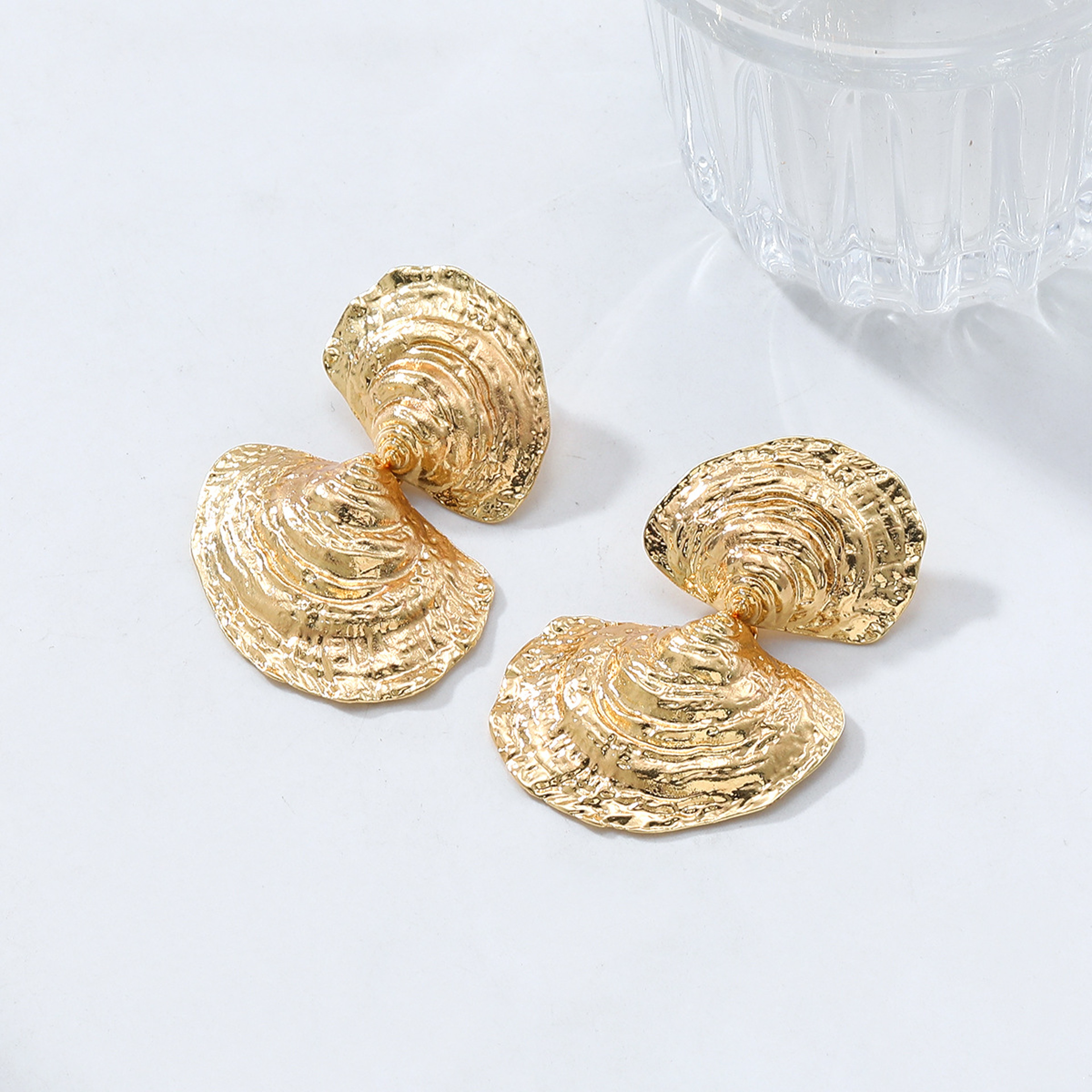 Irregular Metal Shell Drop Earrings for Women Elegant Shell Drop Earrings Statement Jewelry – view 4