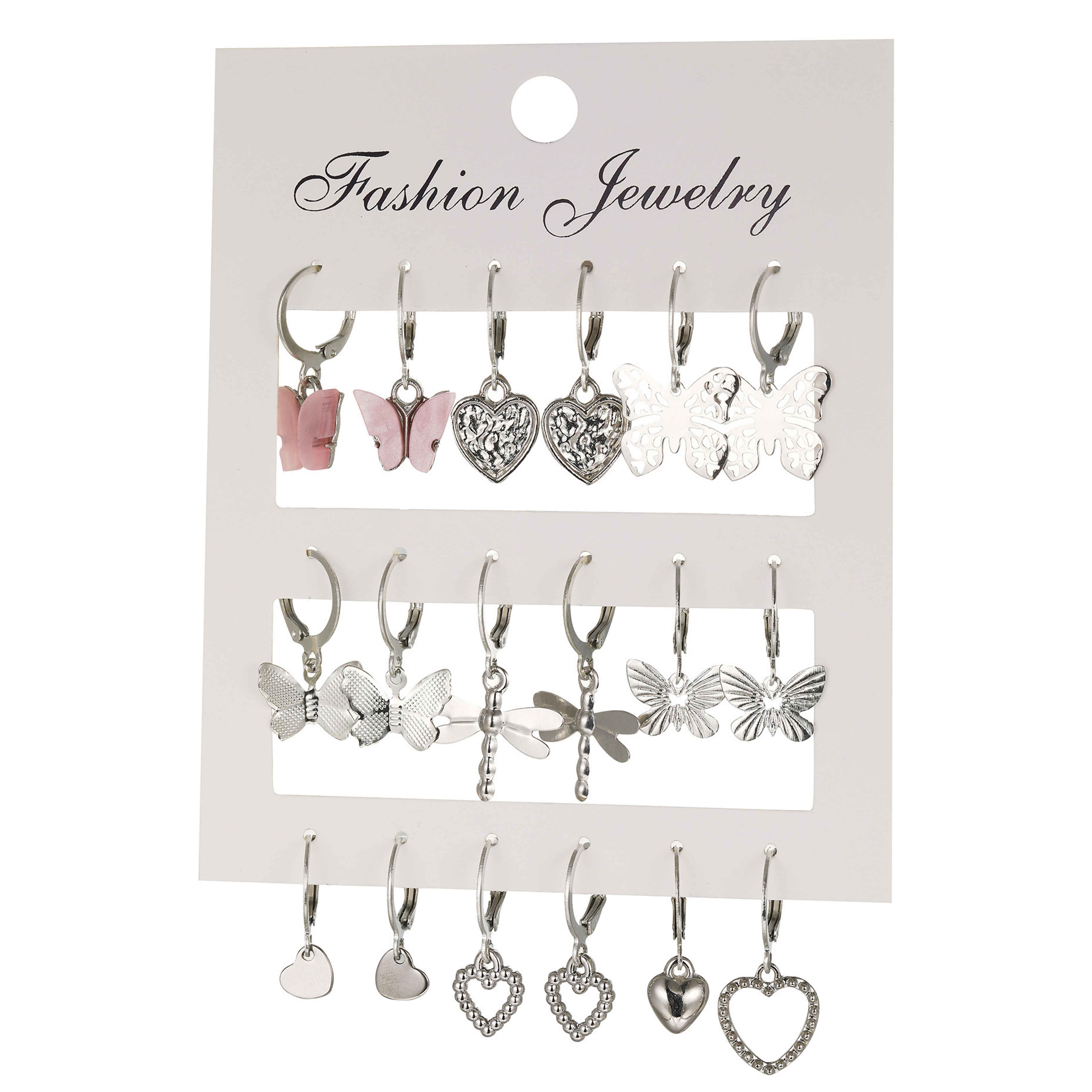 Butterfly Heart Drop Earrings Set Cute Gold Silver Fashion Earrings for Women & Girls – view 4