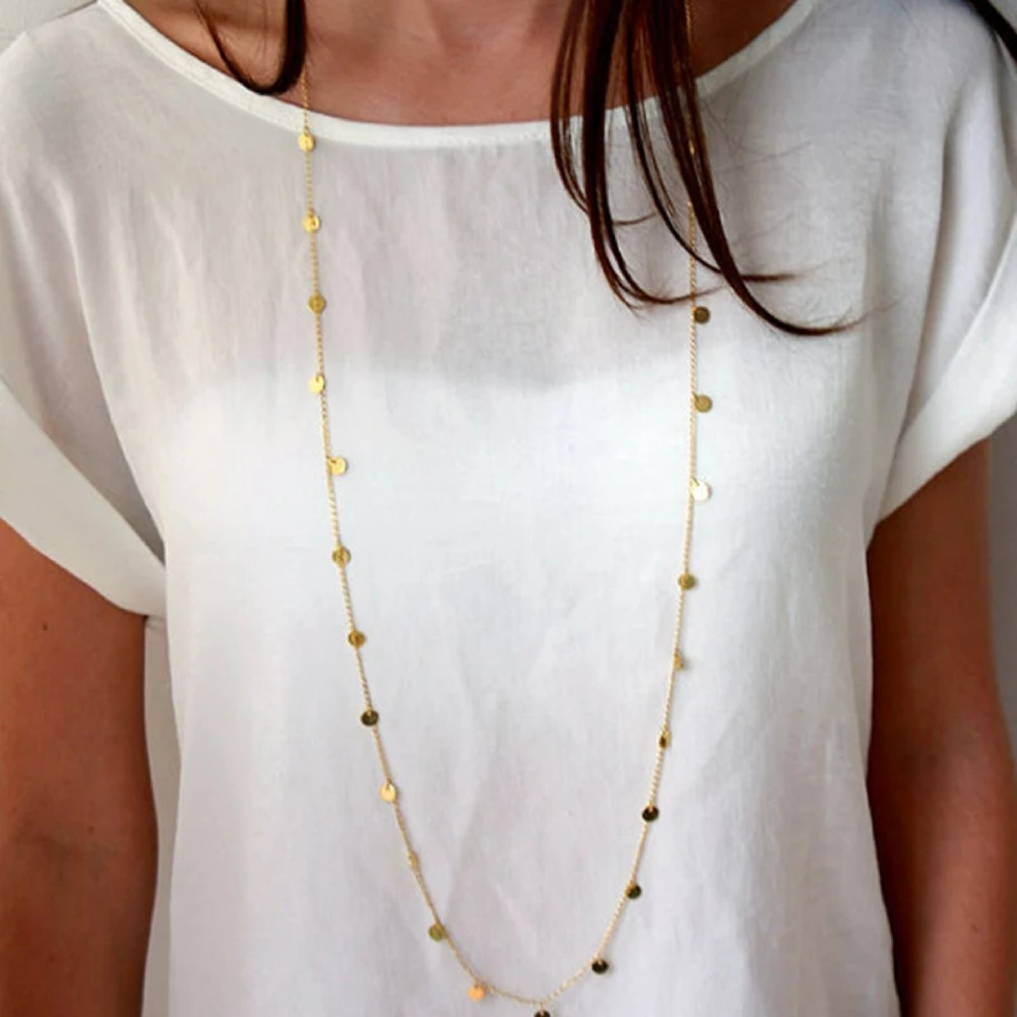 Bohemian Statement Long Pendant Necklace for Women Gold Plated Maxi Chain – view 1
