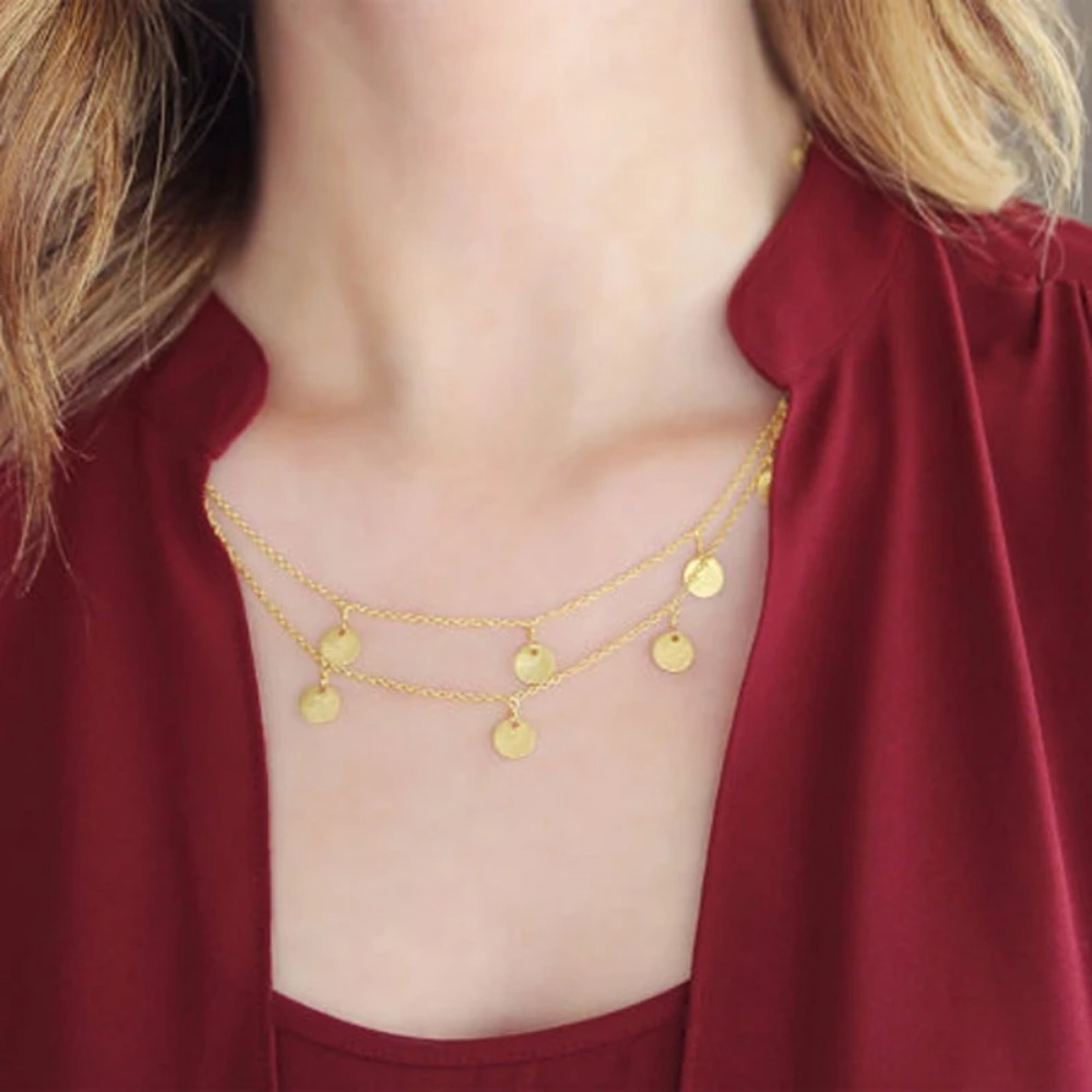 Bohemian Statement Long Pendant Necklace for Women Gold Plated Maxi Chain – view 4