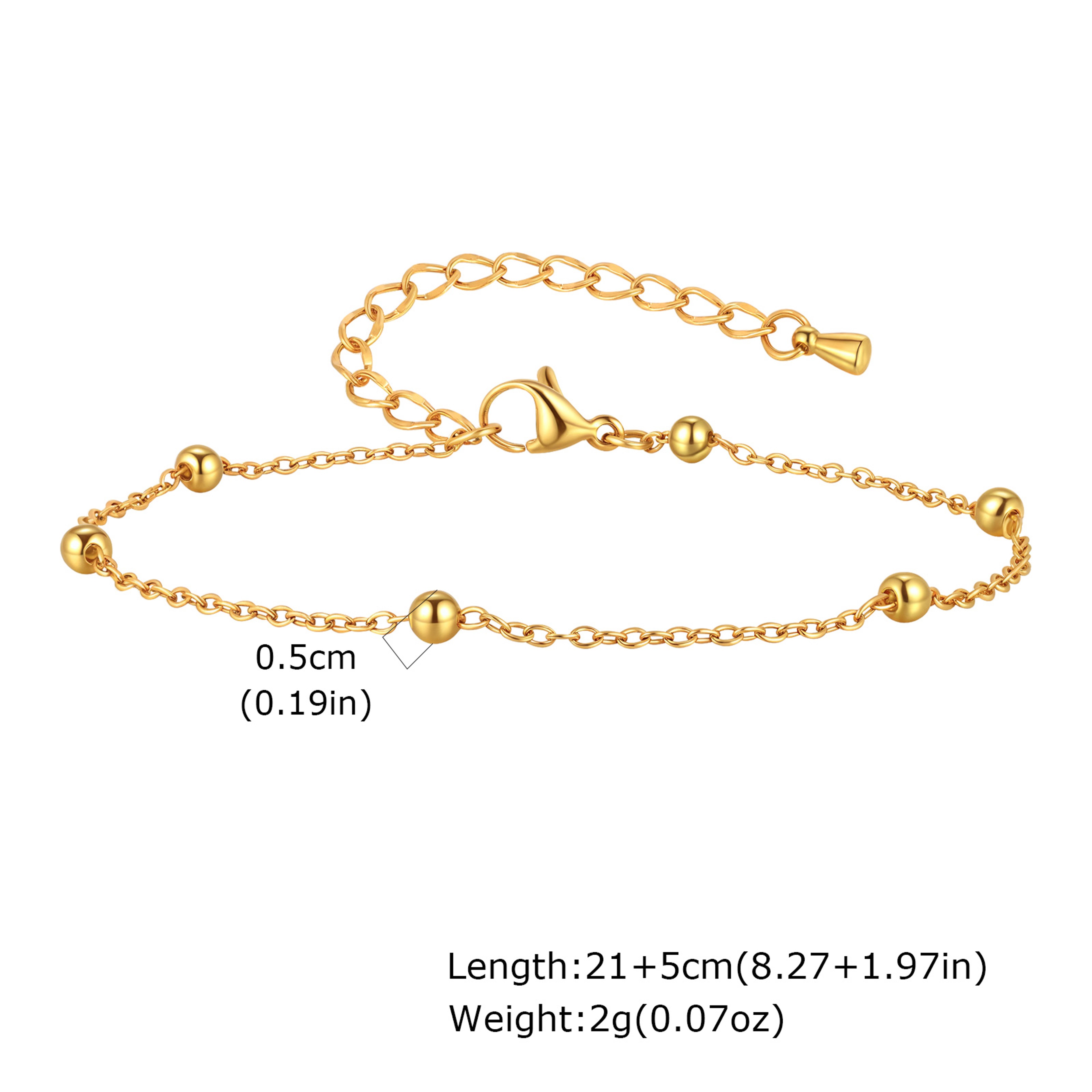 Waterproof Stainless Steel Beaded Anklet For Women Minimalist Summer Ankle Bracelet 5