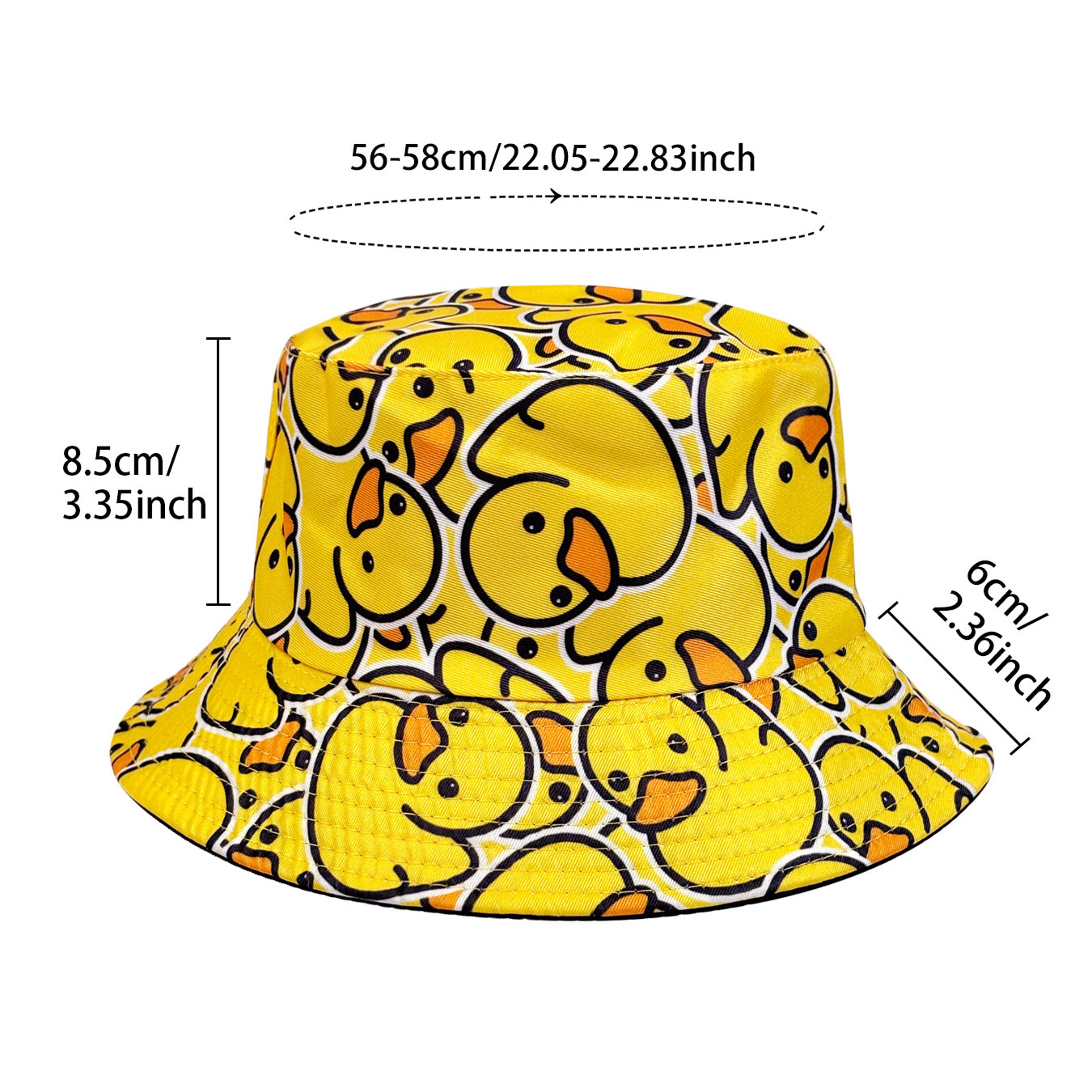 Reversible Cartoon Duck Bucket Hat Foldable Lightweight Unisex Sun Protection Hat For Beach  Travel 1