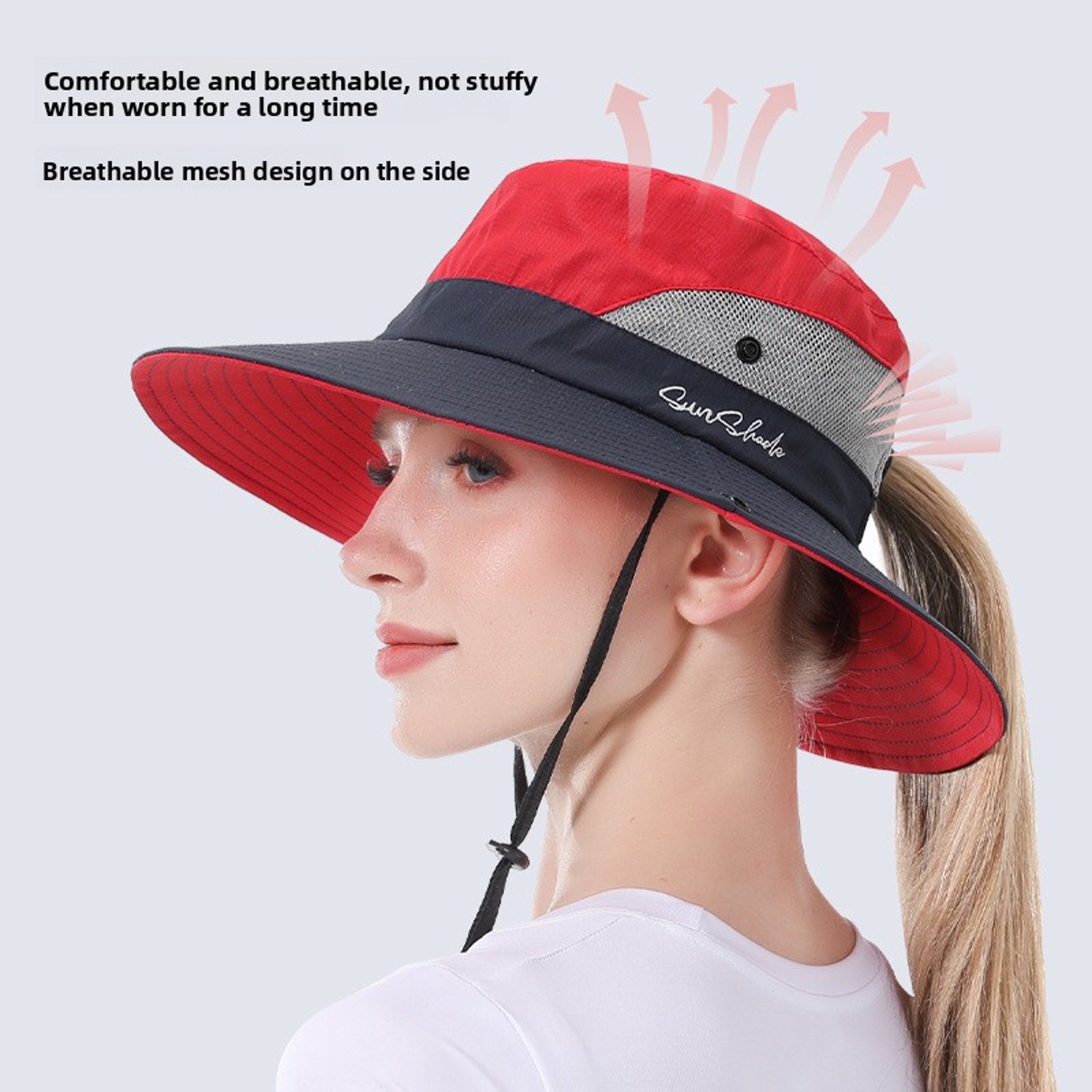 Wide Brim Sun Hat With Neck Flap Breathable Adjustable Fishing  Beach Cap 3
