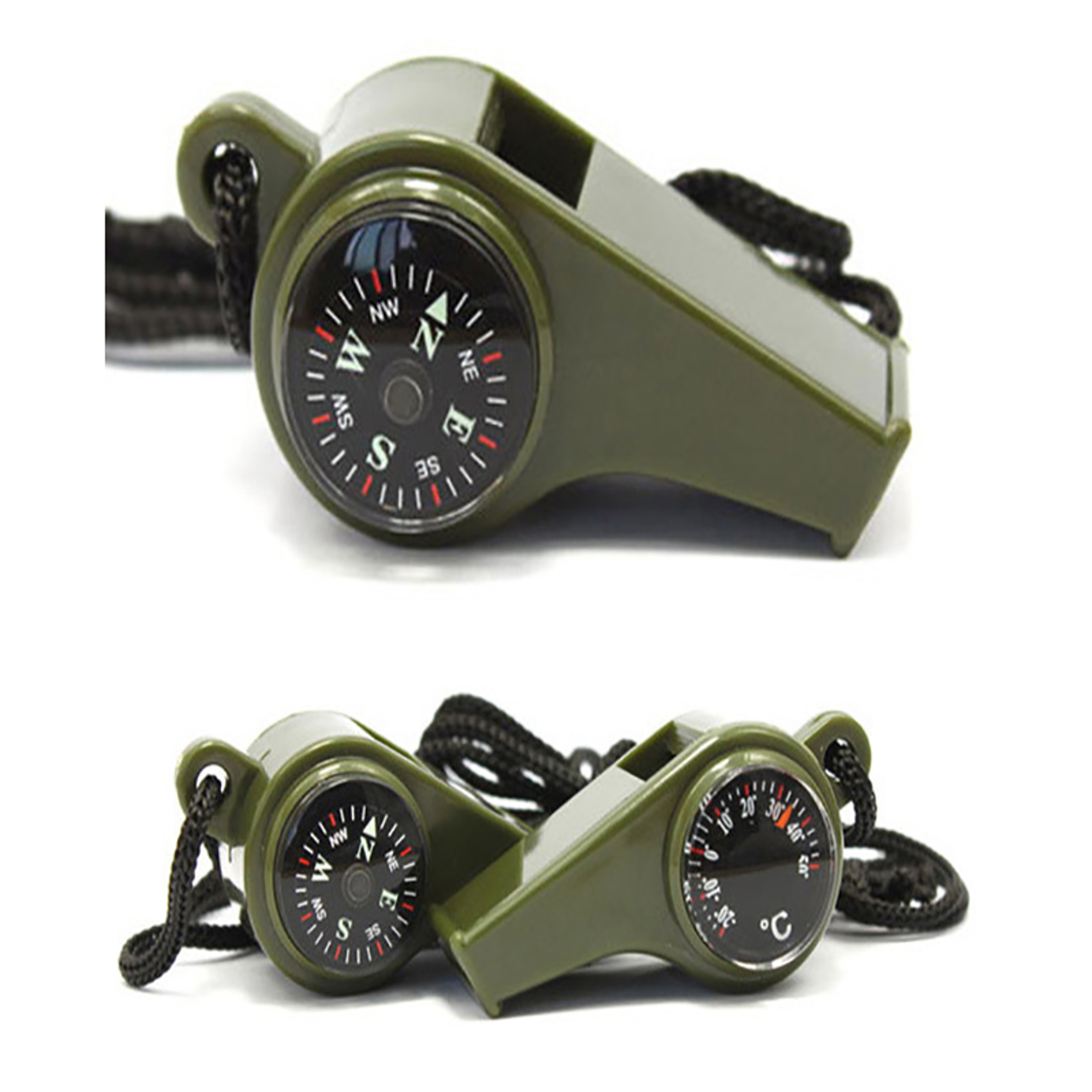 Survival Whistle with Compass and Thermometer for Camping Hiking Emergency Safety – view 3