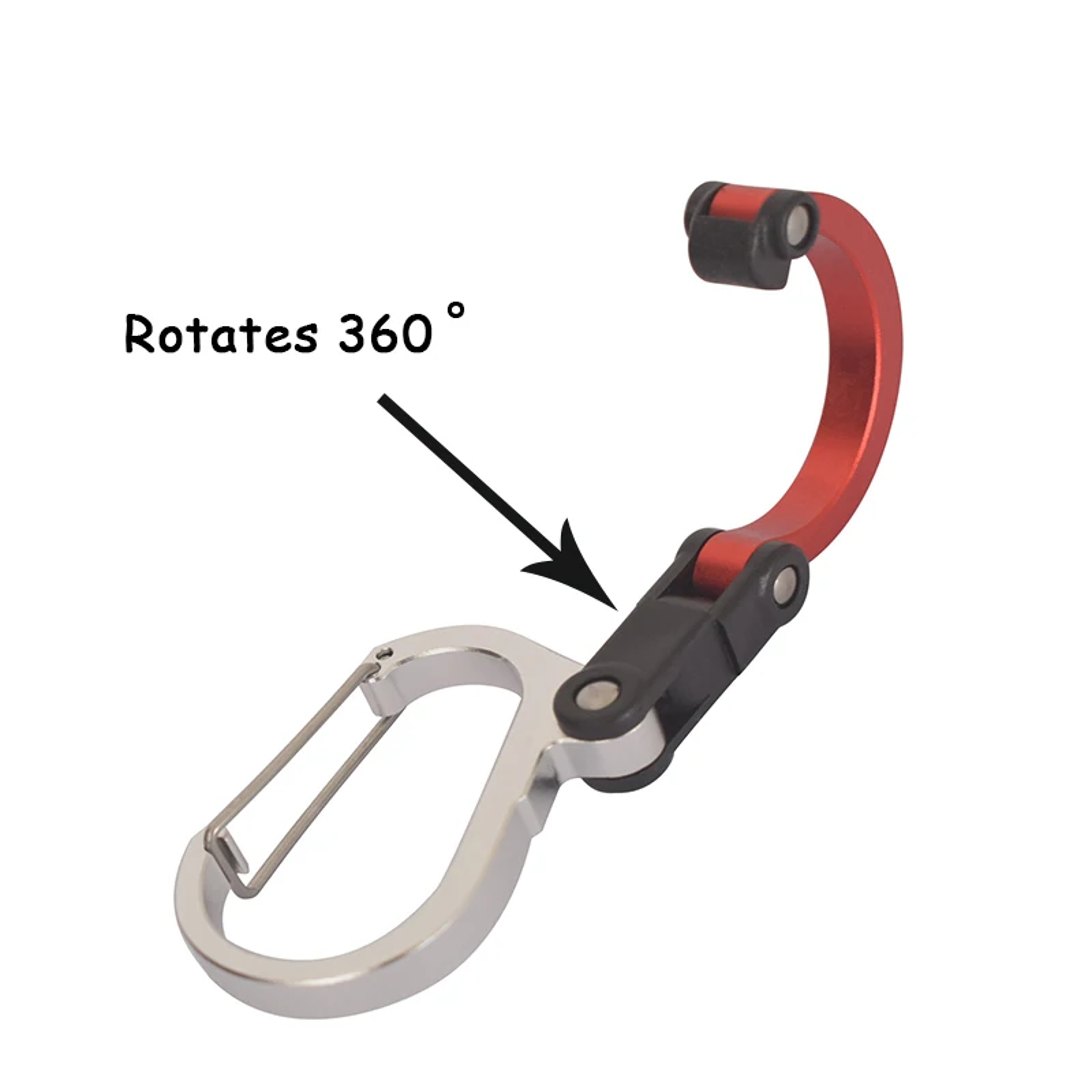 Rotating Camping Carabiner Gear Clip with Backpack Hook and 20KG Load Capacity – view 3
