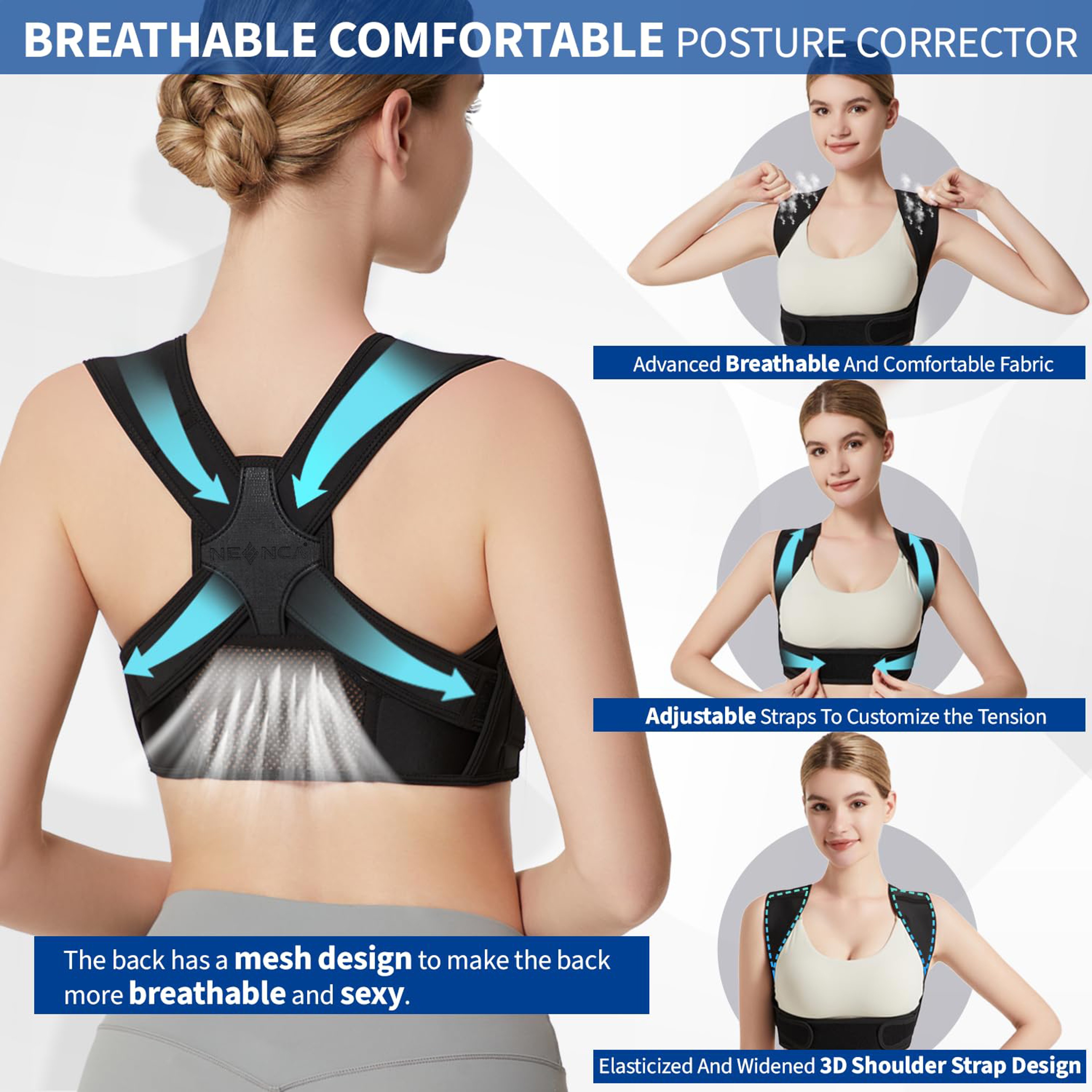 Posture Corrector Adjustable Back Support Brace For Better Shoulder  Spine Alignment 4