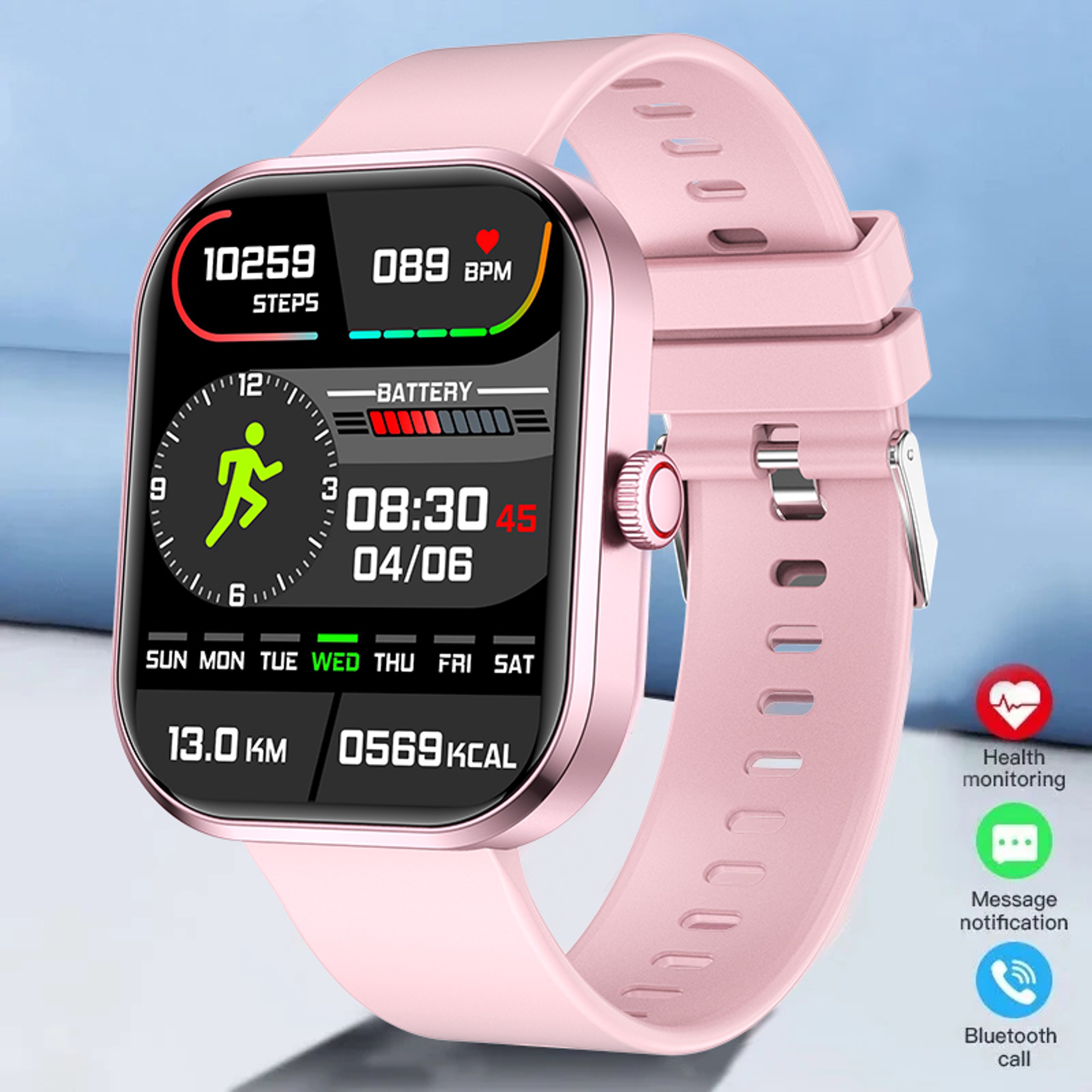 Smart Bluetooth Calling Fitness Smartwatch With HD Touch Screen Waterproof  Health Tracker 0