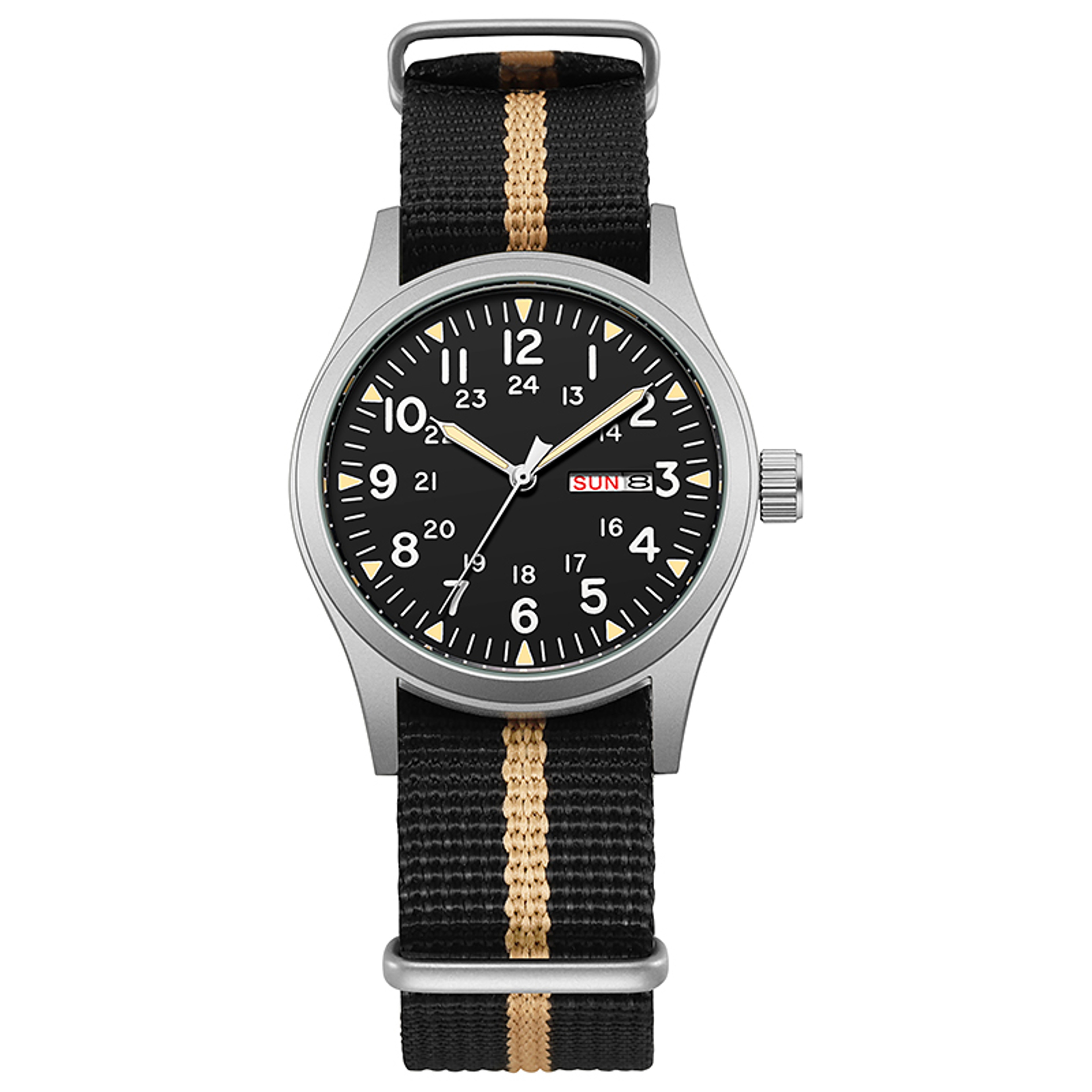Women's Field Watch with Luminous Dial, Day Date & Fabric Strap – view 7