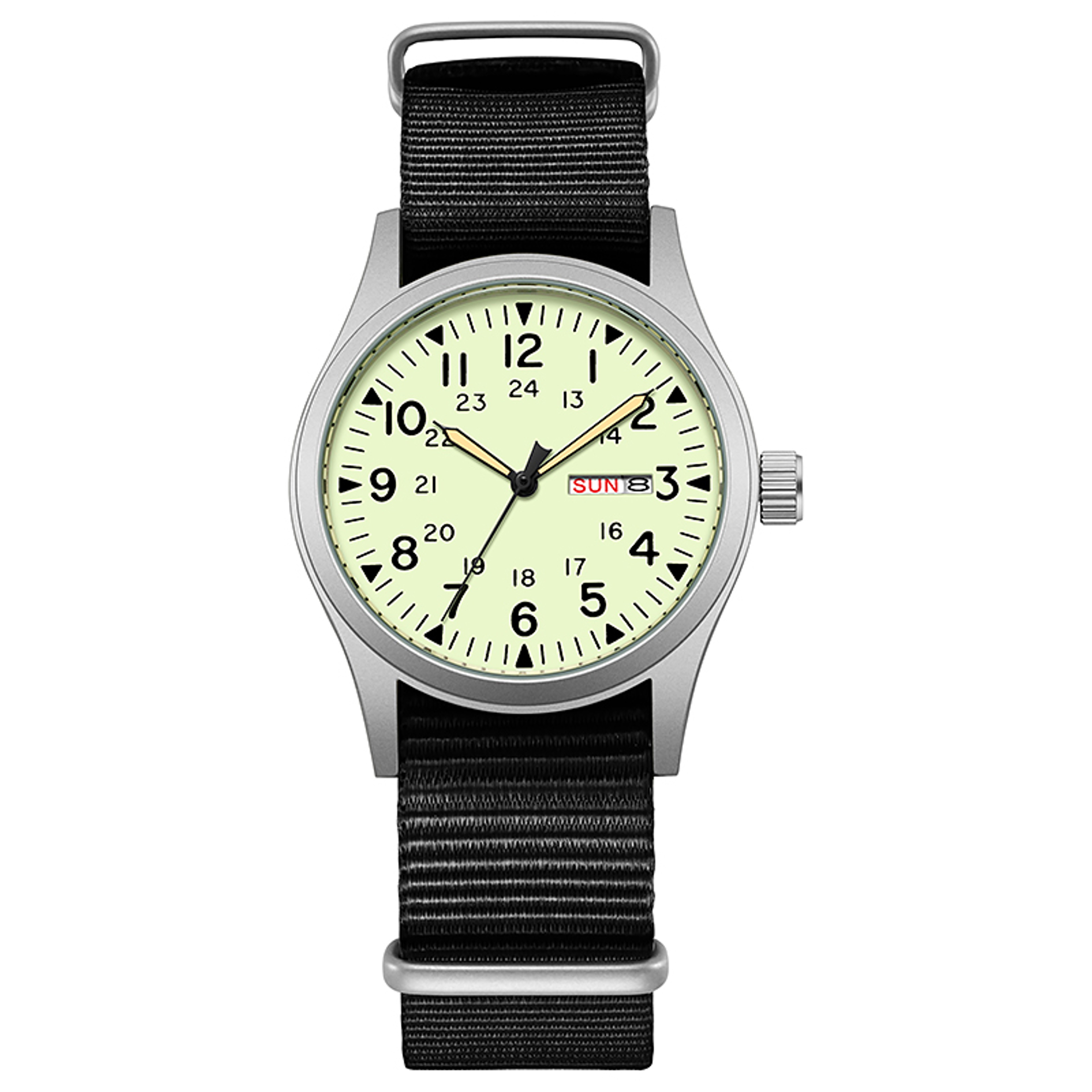 Women's Field Watch with Luminous Dial, Day Date & Fabric Strap – view 8