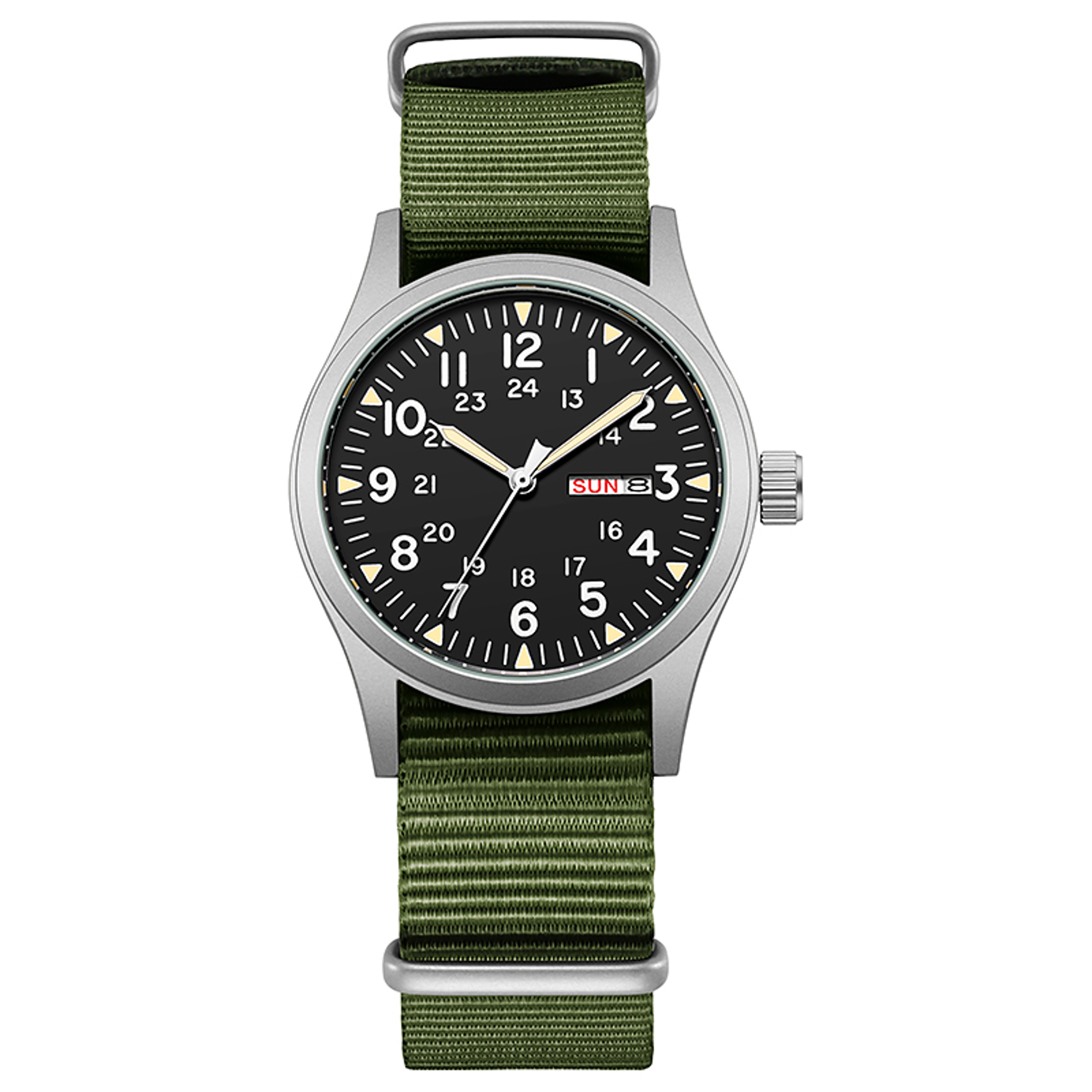 Women's Field Watch with Luminous Dial, Day Date & Fabric Strap – view 10
