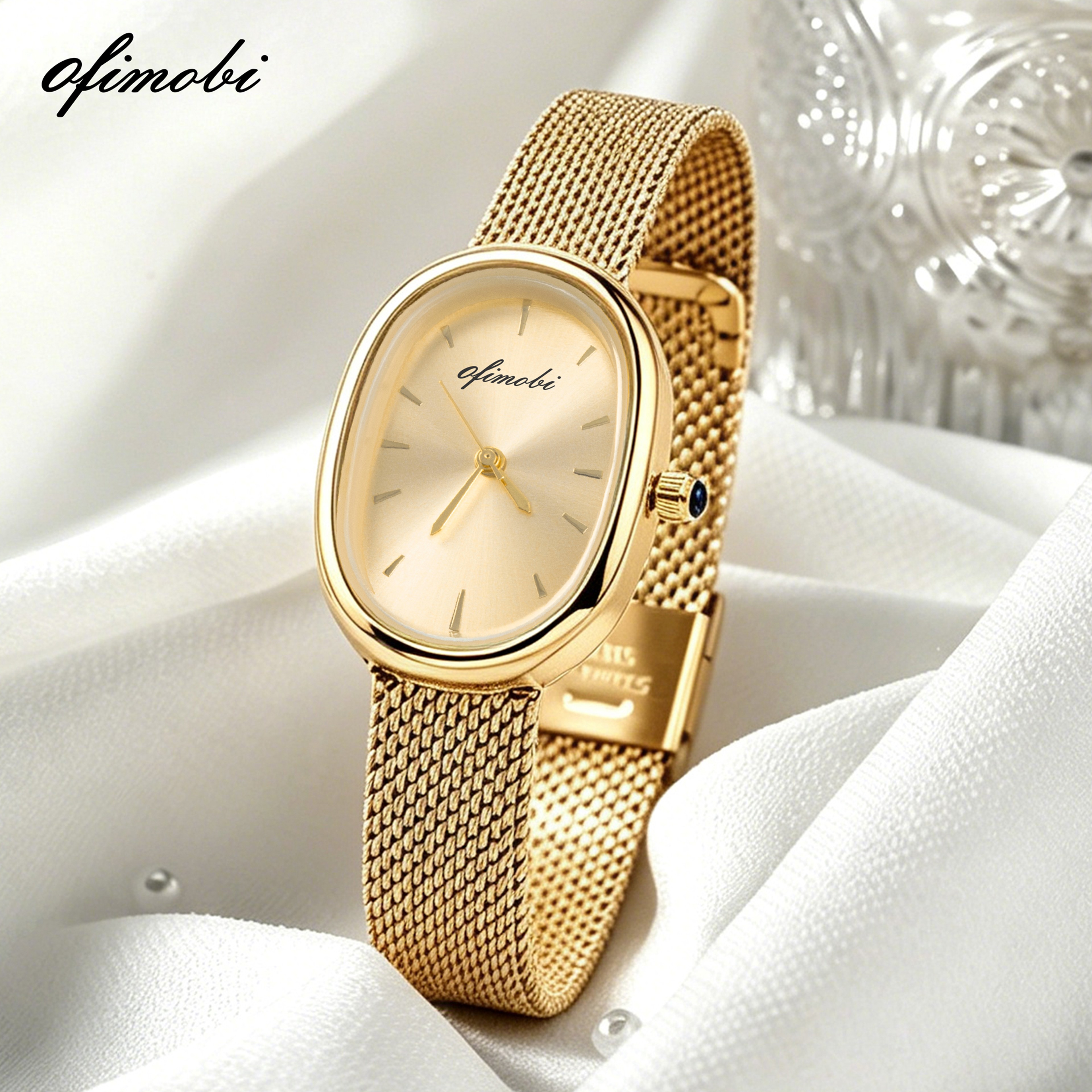 Elegant Womens Quartz Watch With Oval Dial Milanese Mesh Strap  Waterproof Design 1
