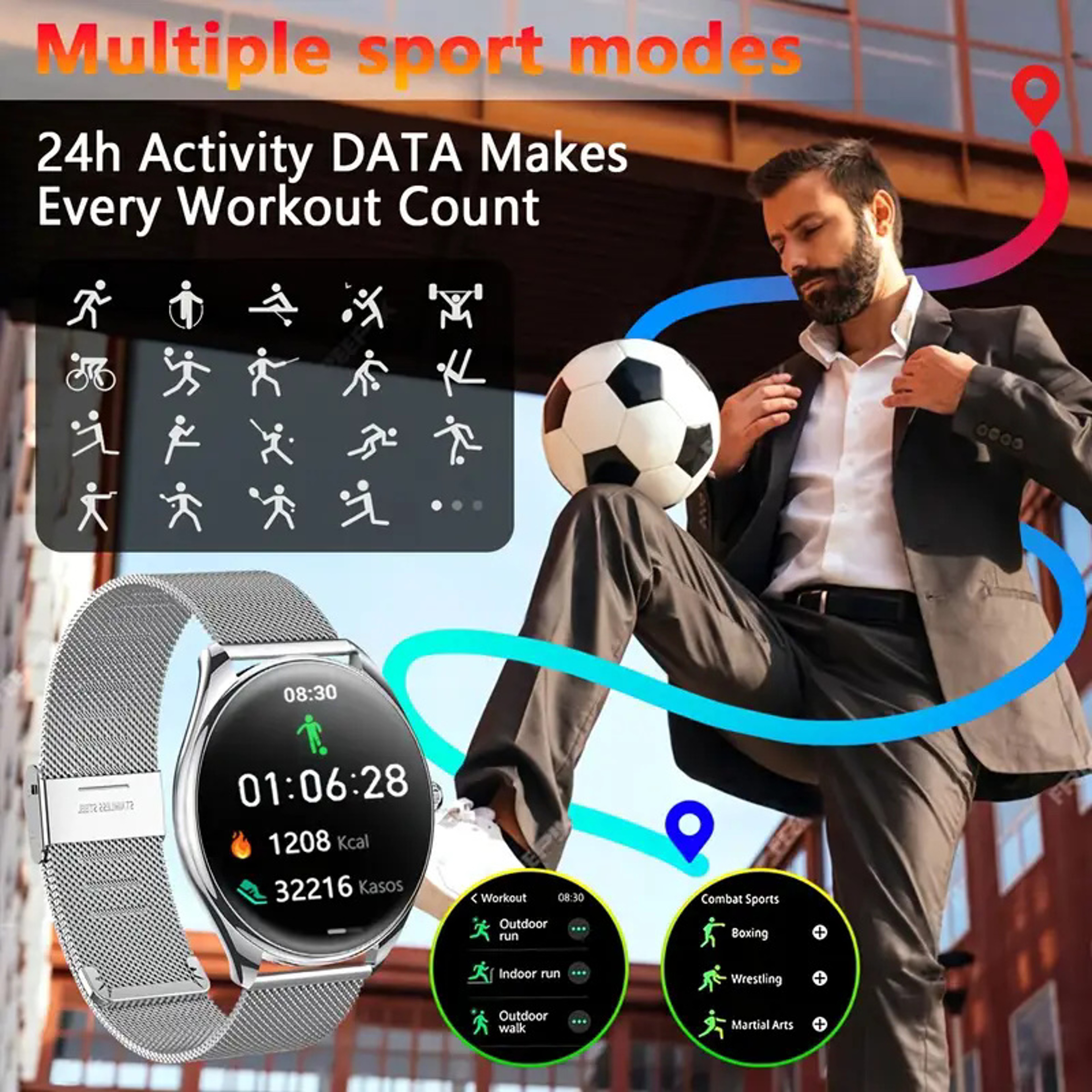 Ultra Thin AMOLED Smartwatch with Bluetooth Calling & Heart Rate Monitor for Android & iOS – view 6