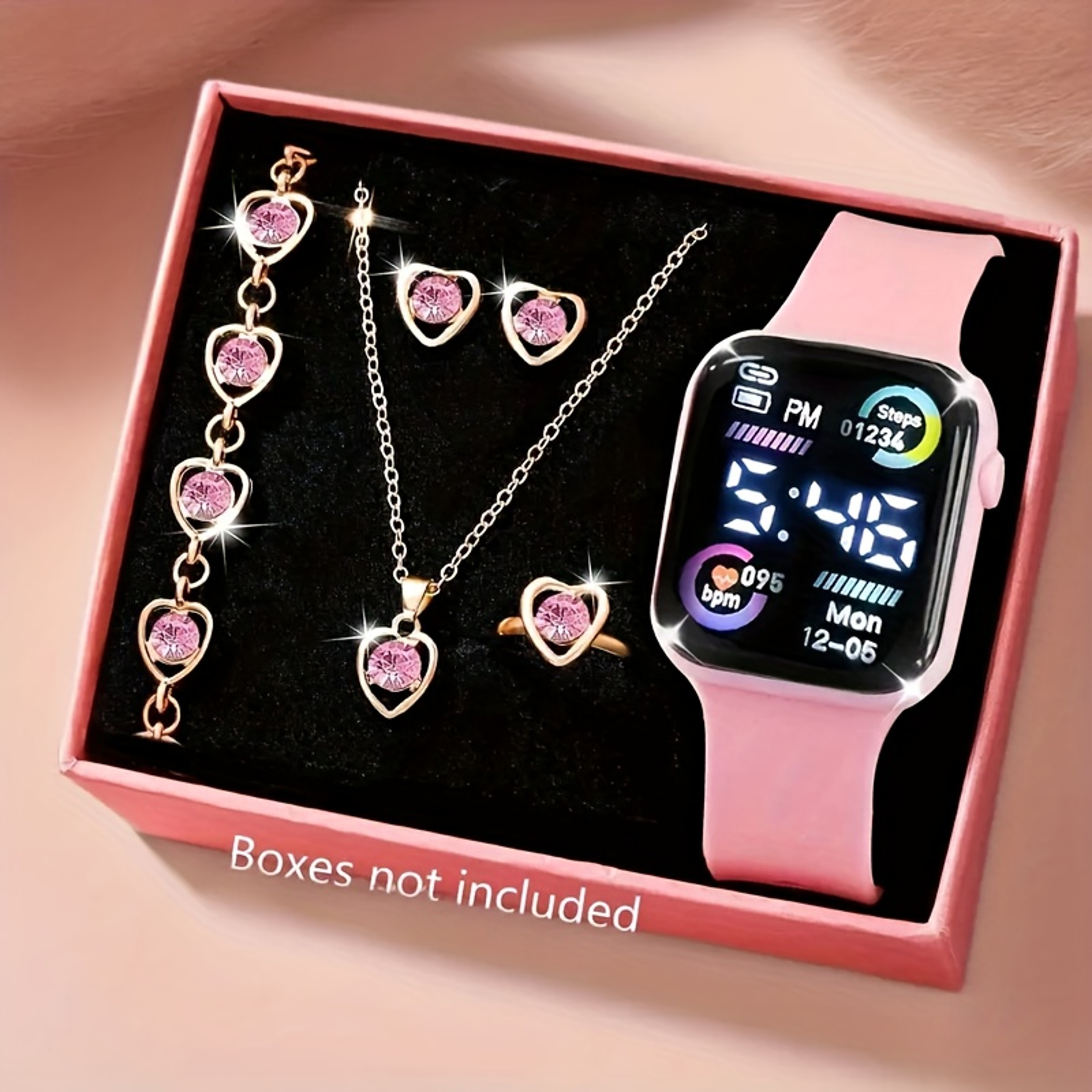 Fashion Jewelry Gift Set with Digital LED Watch, Necklace, Earrings & Ring for Teens – view 2