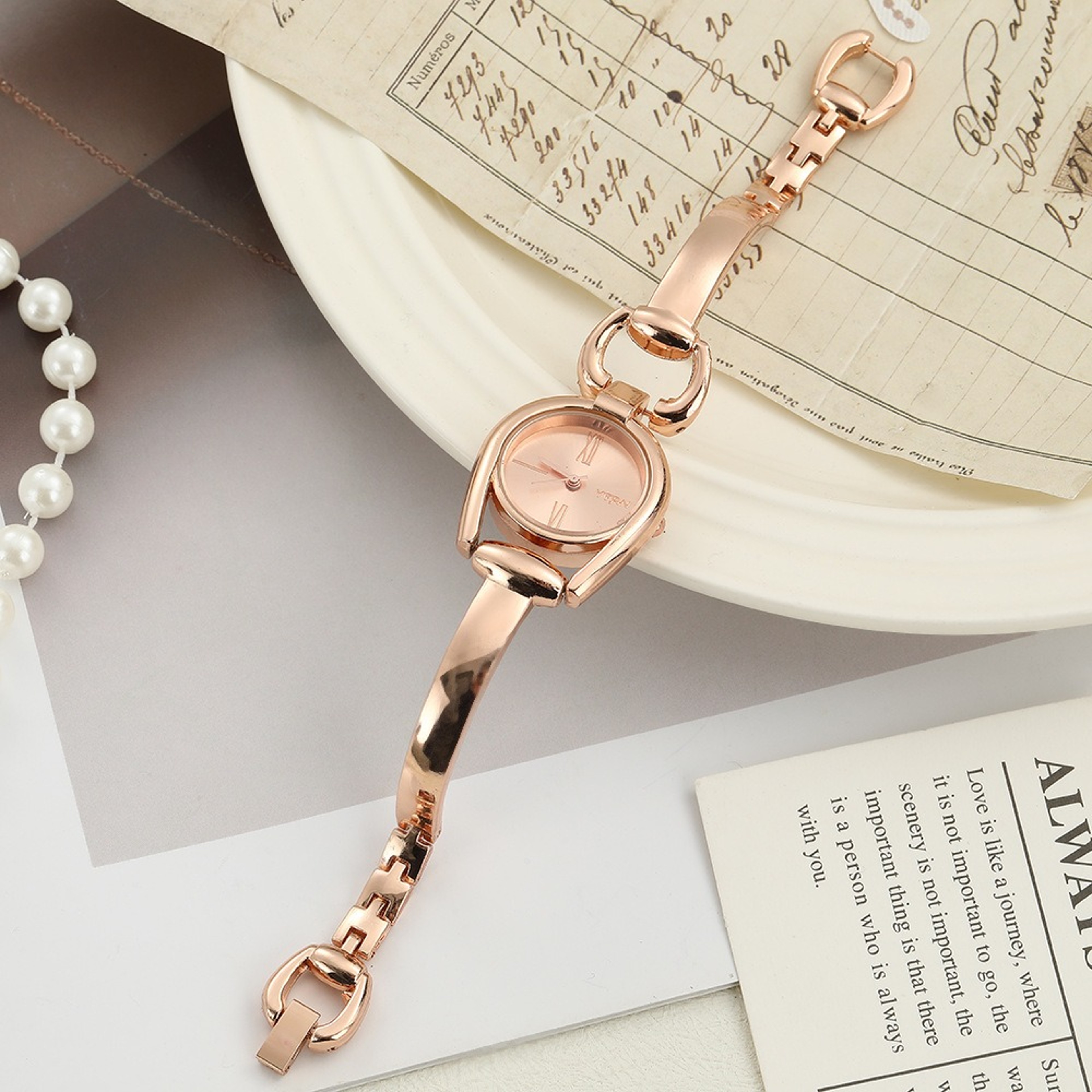 Luxury Women's Bracelet Watch with Round Dial Elegant Ladies Quartz Watch Metal Dress Wristwatch – view 14