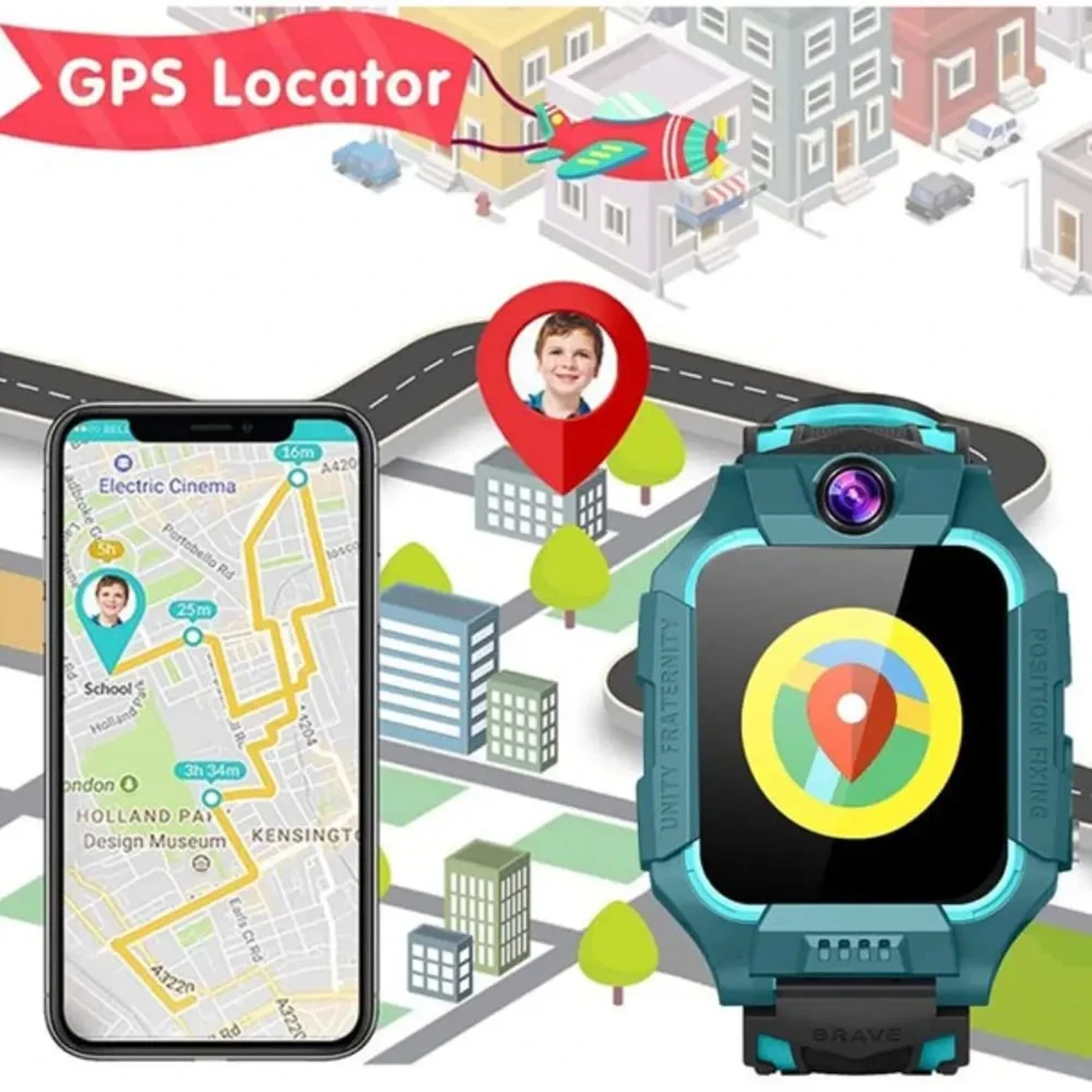 Kids Smart Watch GPS Tracker With Calling Camera  Waterproof Smartwatch For Children 4