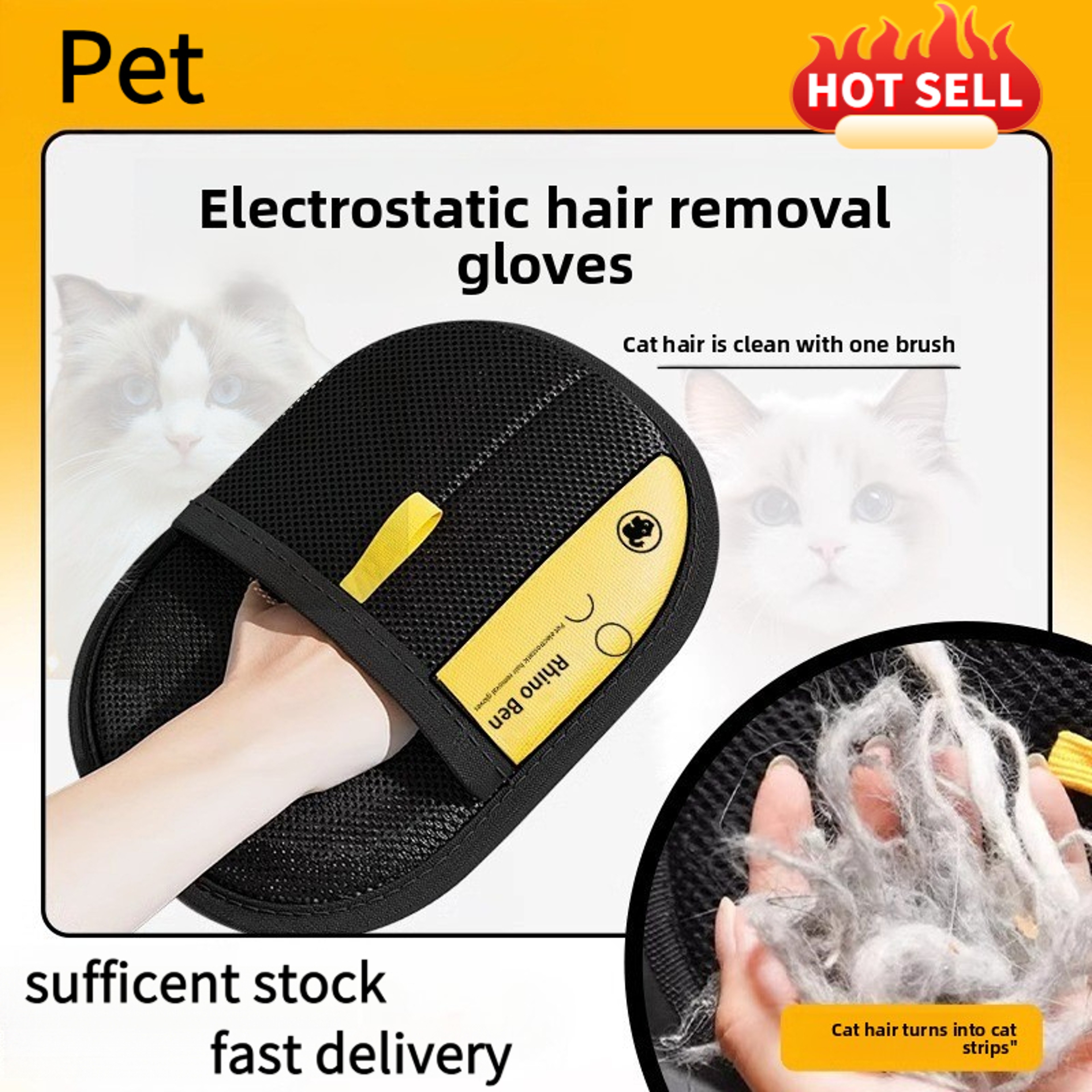 Pet Hair Remover Kit With Lint Roller Static Brush  Grooming Gloves 1