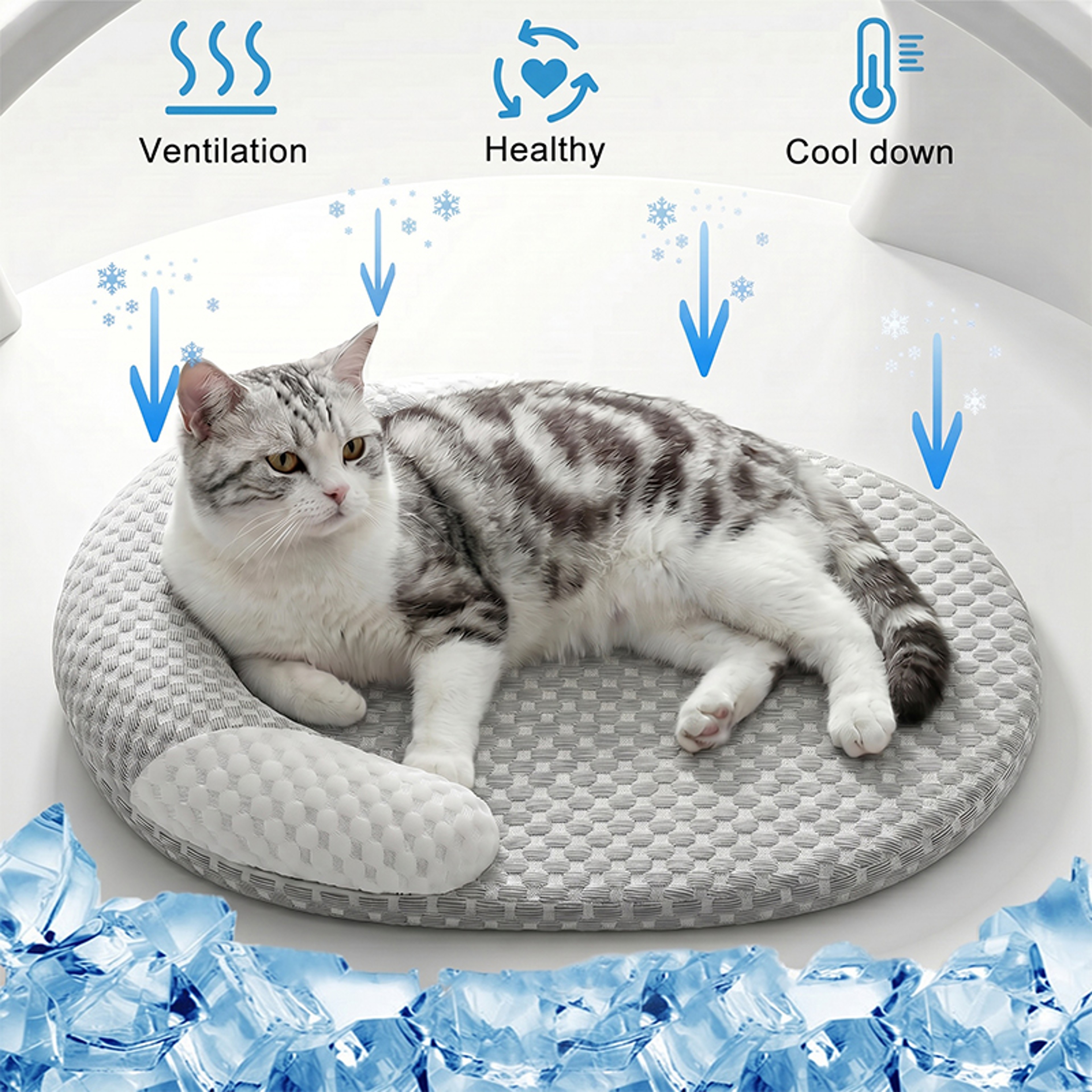 Premium Dog Cooling Bed with Ice Silk Fabric & Breathable Pet Nest for Dogs and Cats – view 1