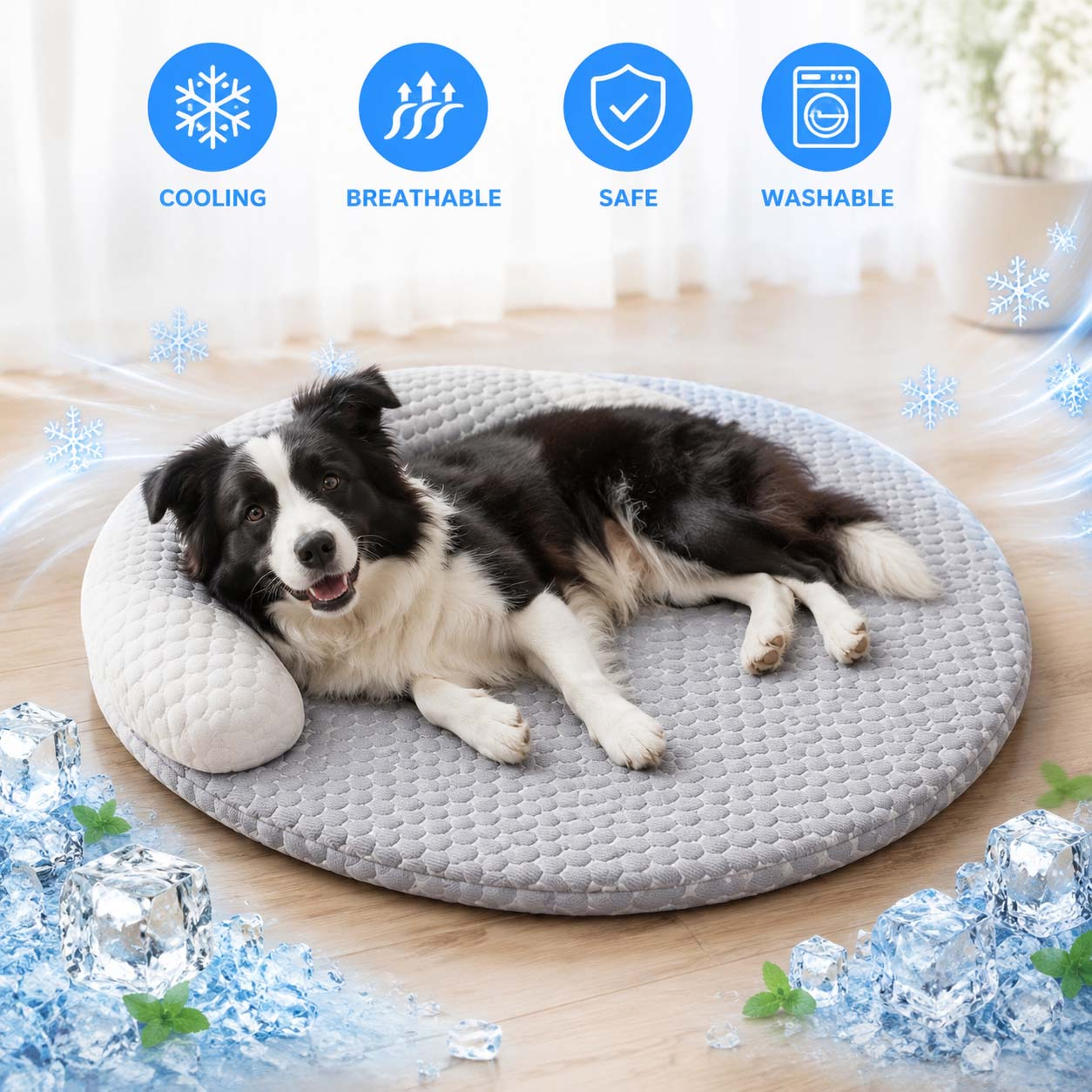 Premium Dog Cooling Bed with Ice Silk Fabric & Breathable Pet Nest for Dogs and Cats – view 2