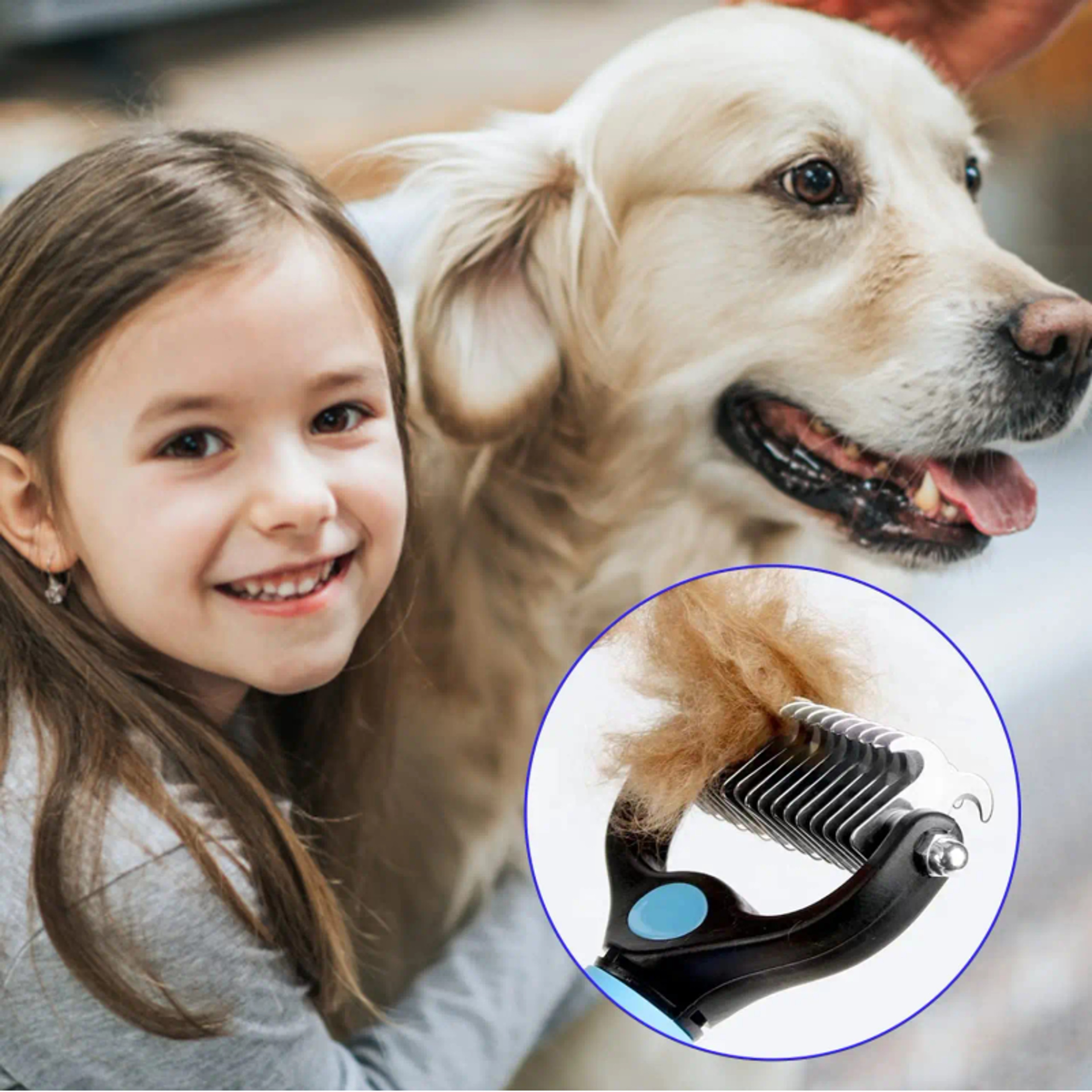 Professional Pet Deshedding Brush Dual-Sided Dog Grooming Brush & Cat Dematting Comb – view 3