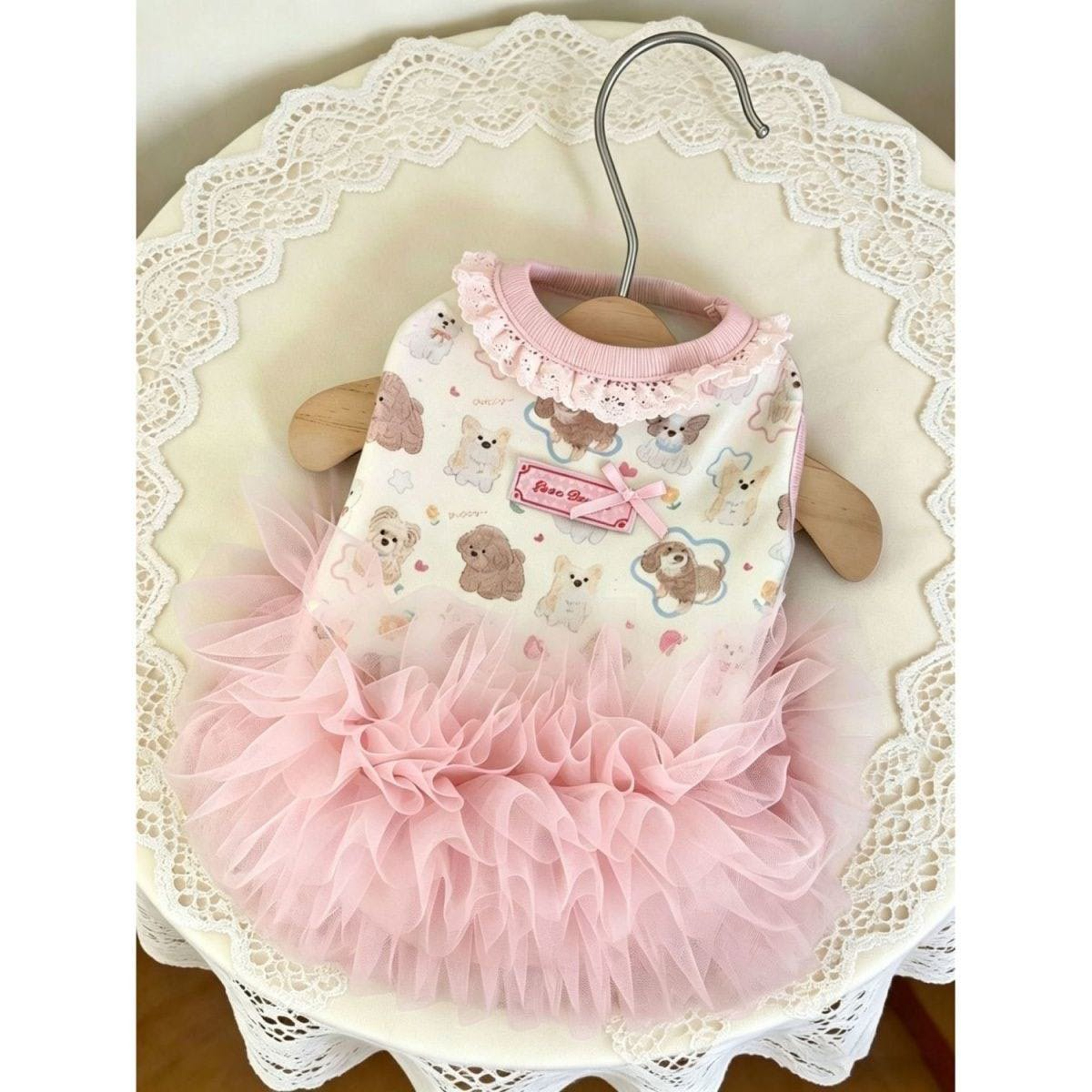 Cute Dog Dress with Pink Bow Cartoon Print for Small Dogs & Cats Summer Pet Outfit – view 10
