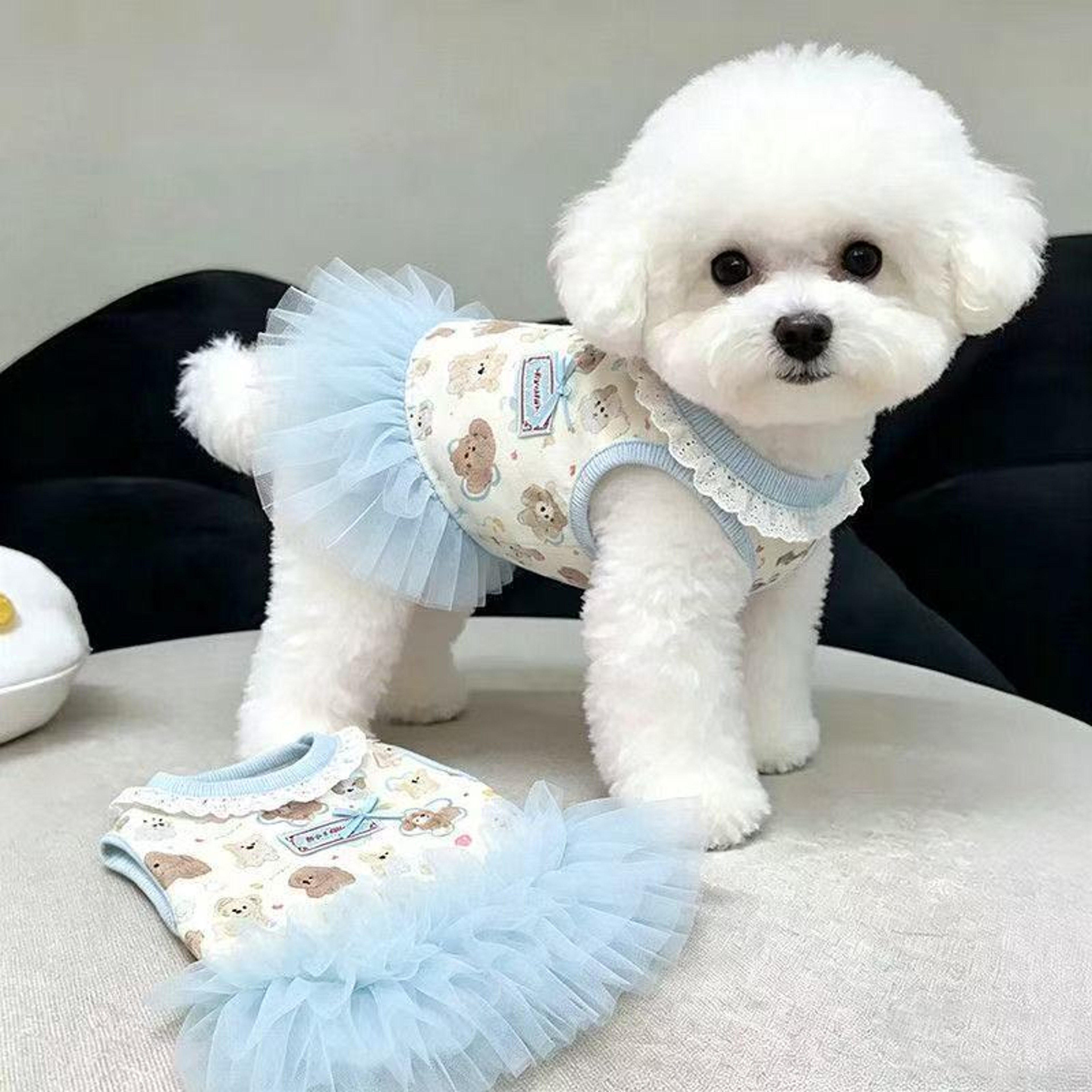 Cute Dog Dress with Pink Bow Cartoon Print for Small Dogs & Cats Summer Pet Outfit – view 9