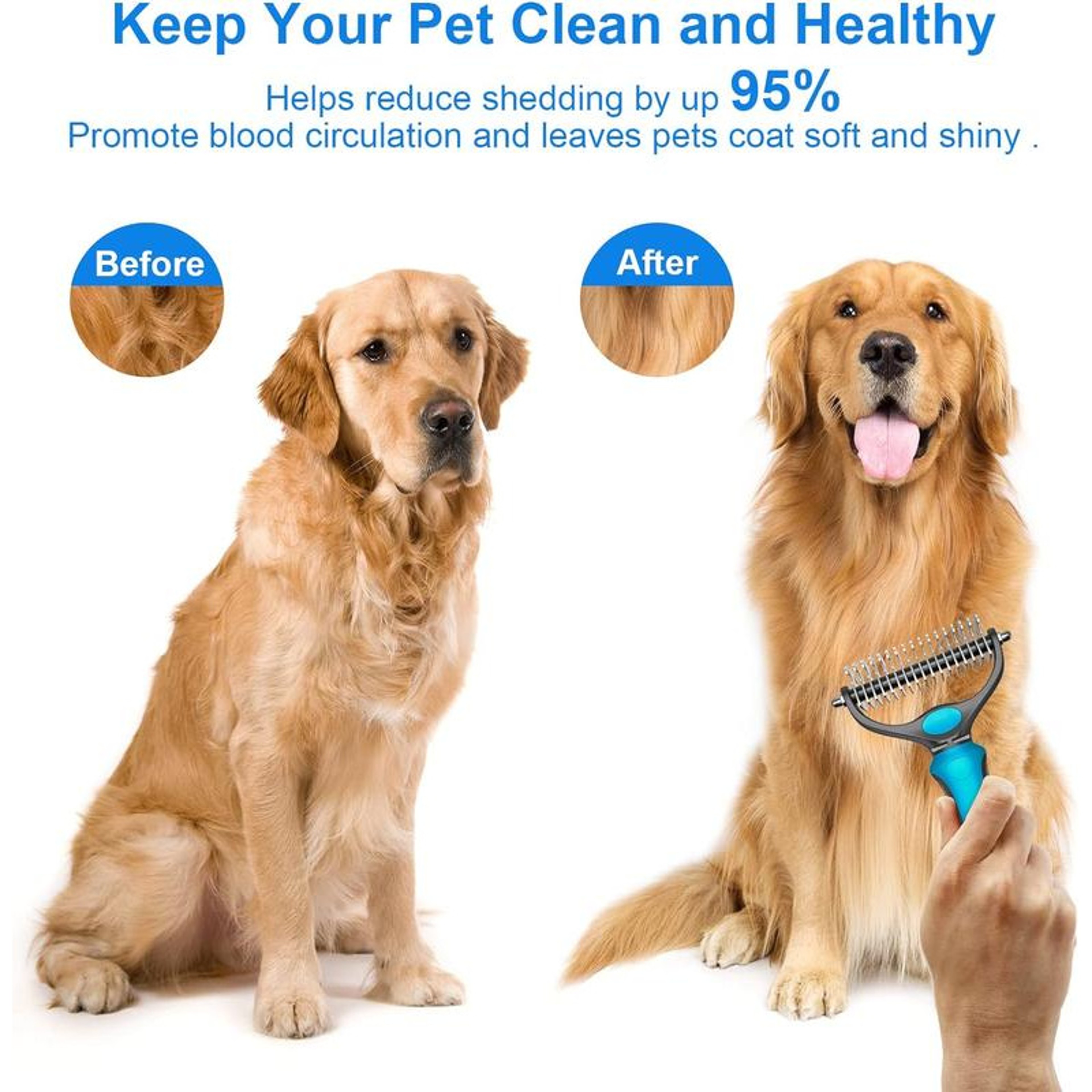 Pet Brush & Dog Grooming Brush with Stainless Steel Comb for Dogs & Cats – view 4