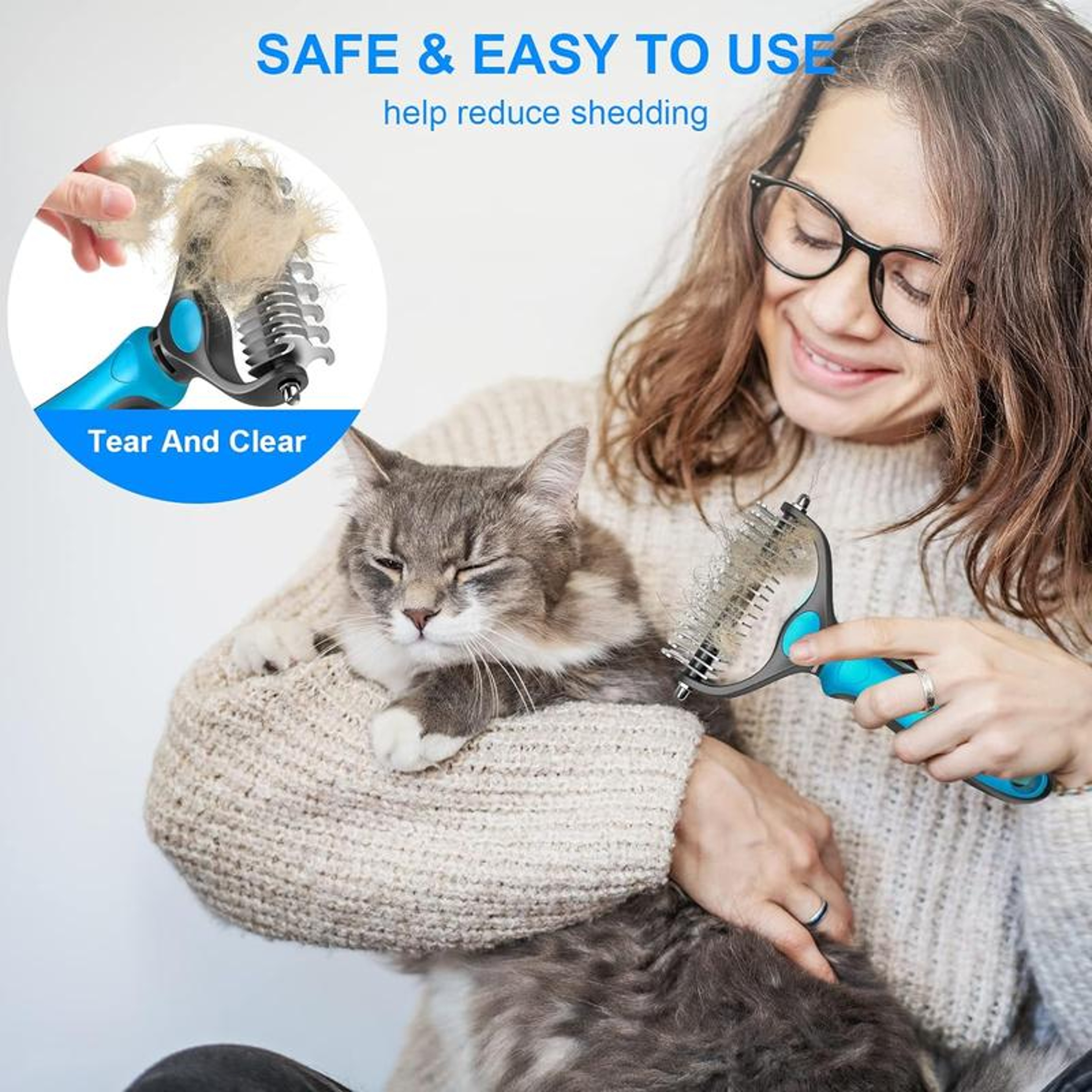 Pet Brush & Dog Grooming Brush with Stainless Steel Comb for Dogs & Cats – view 6