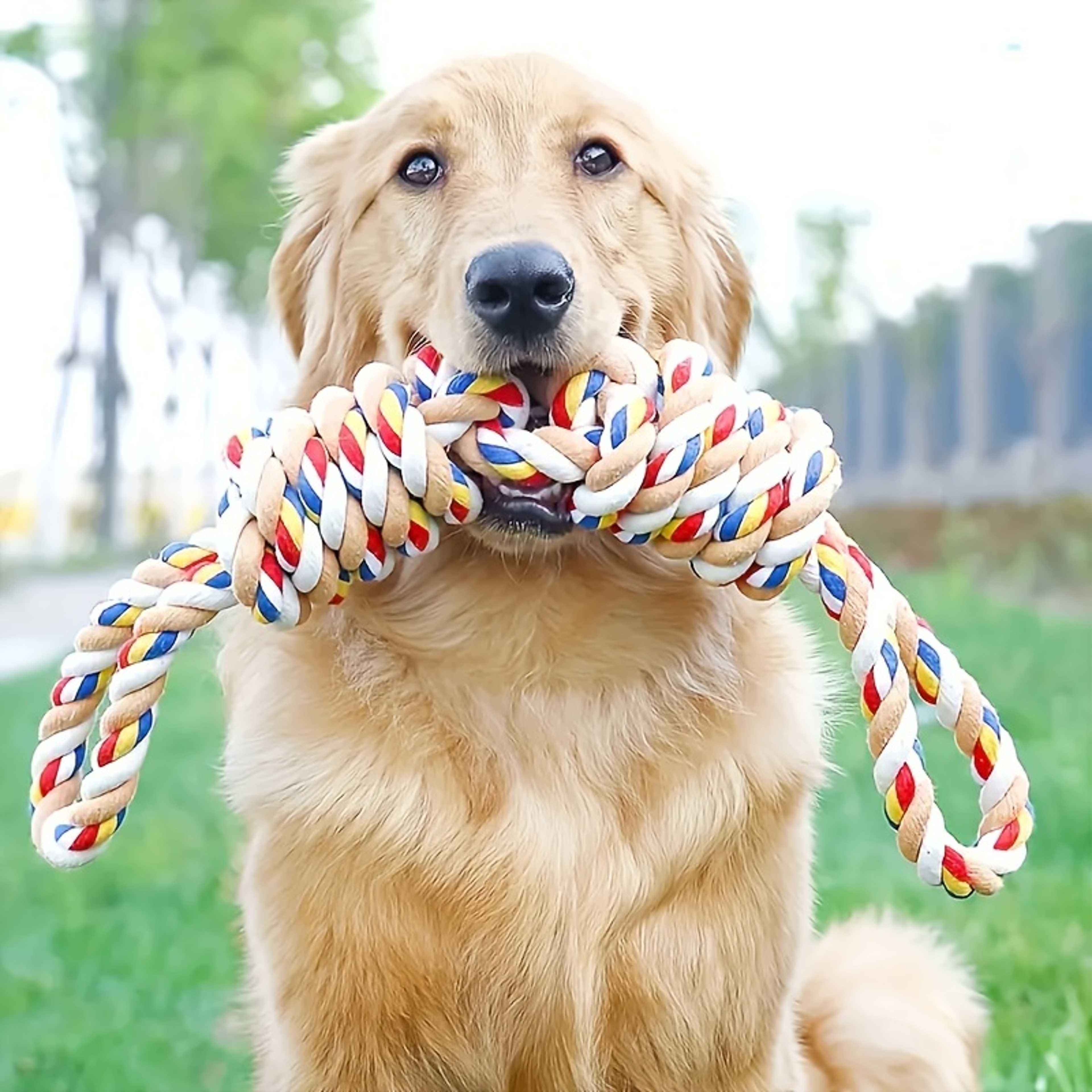 Dog Rope Toy for Teeth Cleaning, Interactive Tug & Durable Cotton Dog Chew Toy – view 1