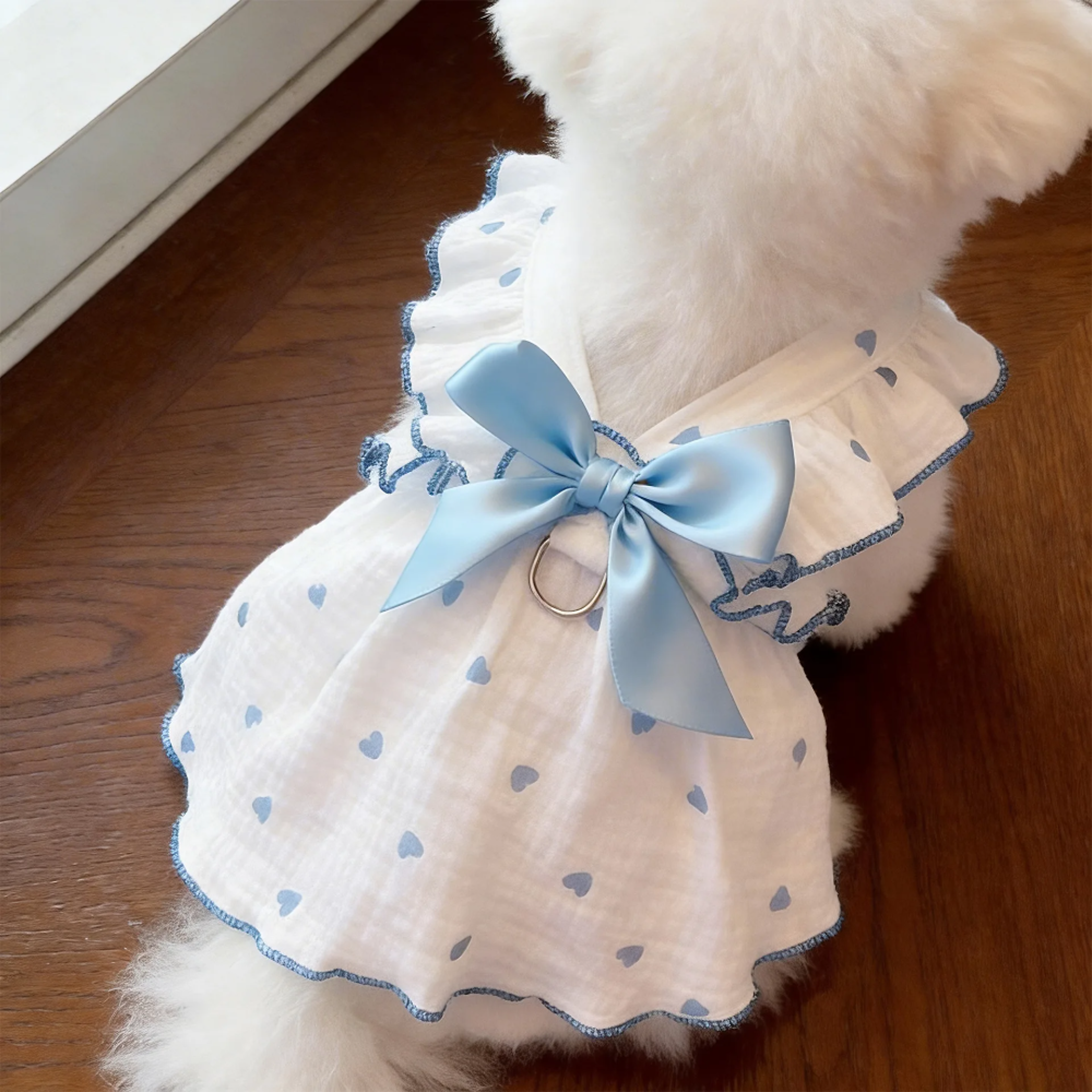 Breathable Cat Summer Dress with Leash D Ring Anti Shedding Pet Princess Dress for Cats & Small Dogs – view 5