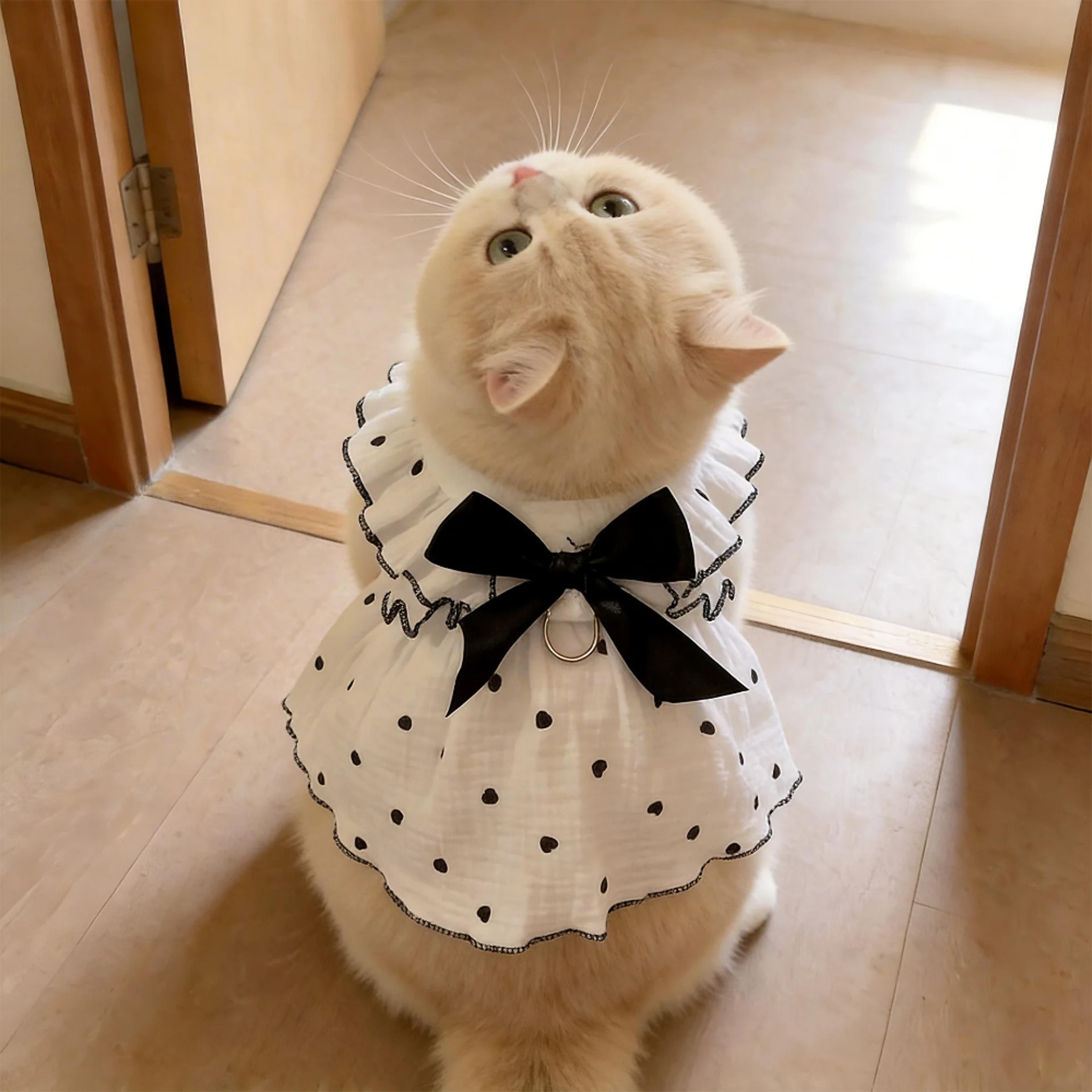 Breathable Cat Summer Dress with Leash D Ring Anti Shedding Pet Princess Dress for Cats & Small Dogs – view 6