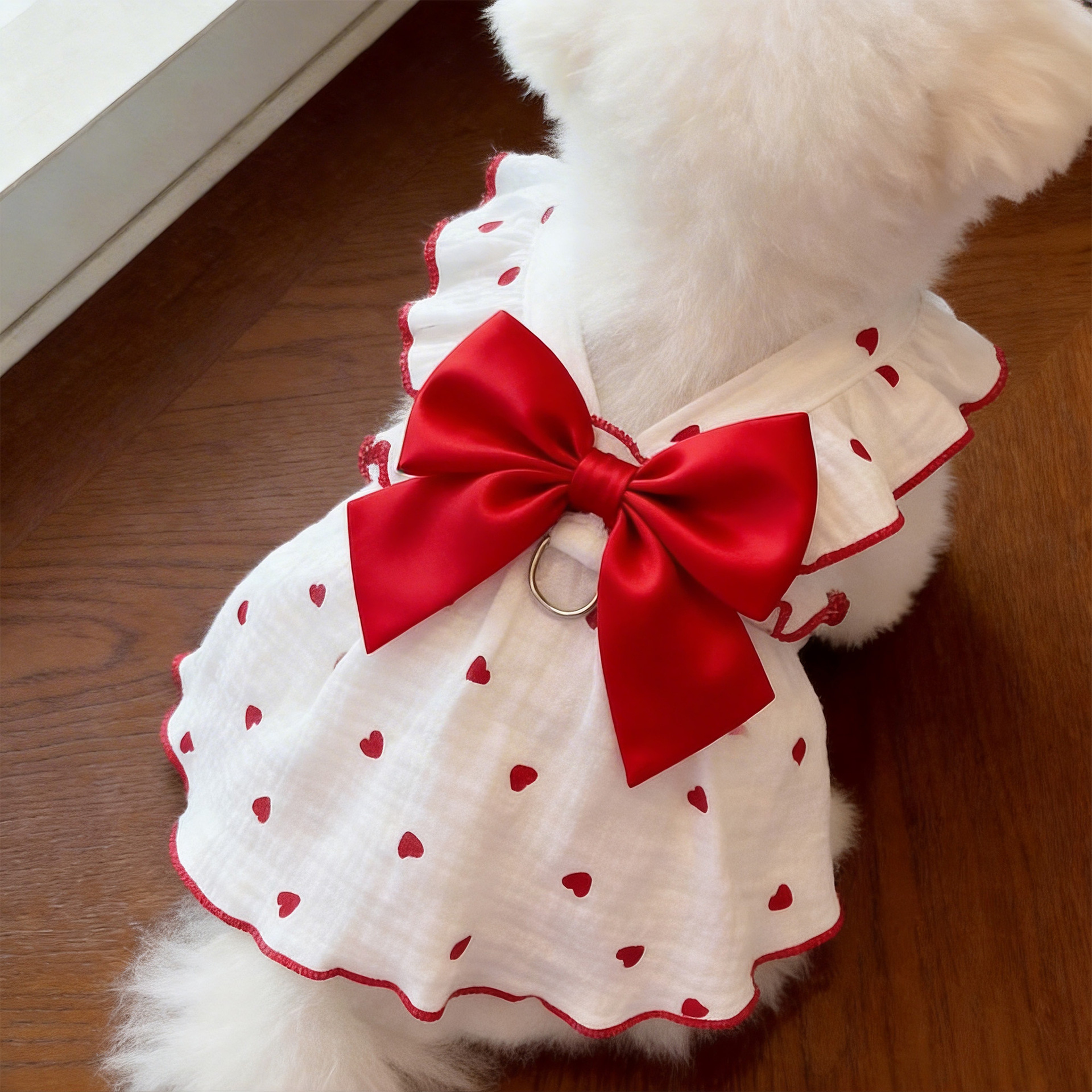 Breathable Cat Summer Dress with Leash D Ring Anti Shedding Pet Princess Dress for Cats & Small Dogs – view 7