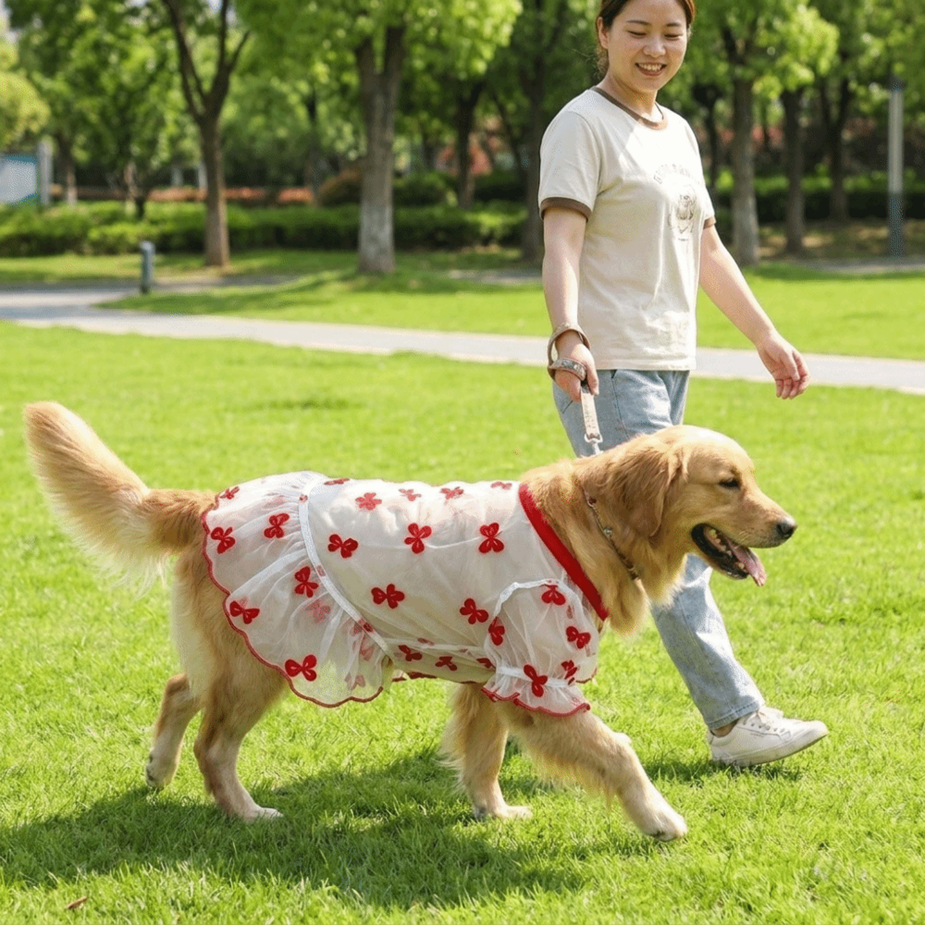 Cute Dog Sun Protection Shirt with Bow Ruffle Mesh Skirt Breathable Summer Dog Clothes for Small Dogs – view 4