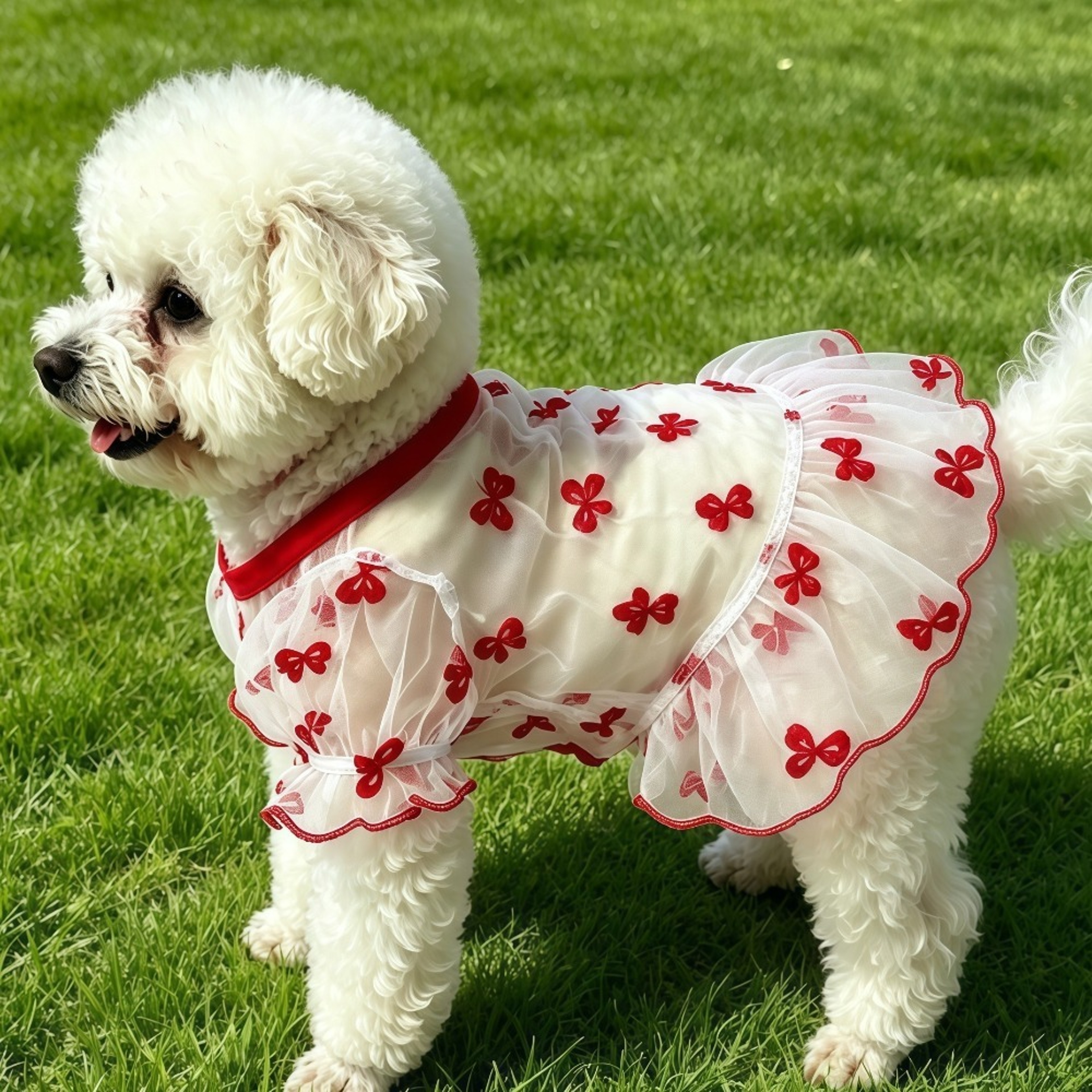 Cute Dog Sun Protection Shirt with Bow Ruffle Mesh Skirt Breathable Summer Dog Clothes for Small Dogs – view 8