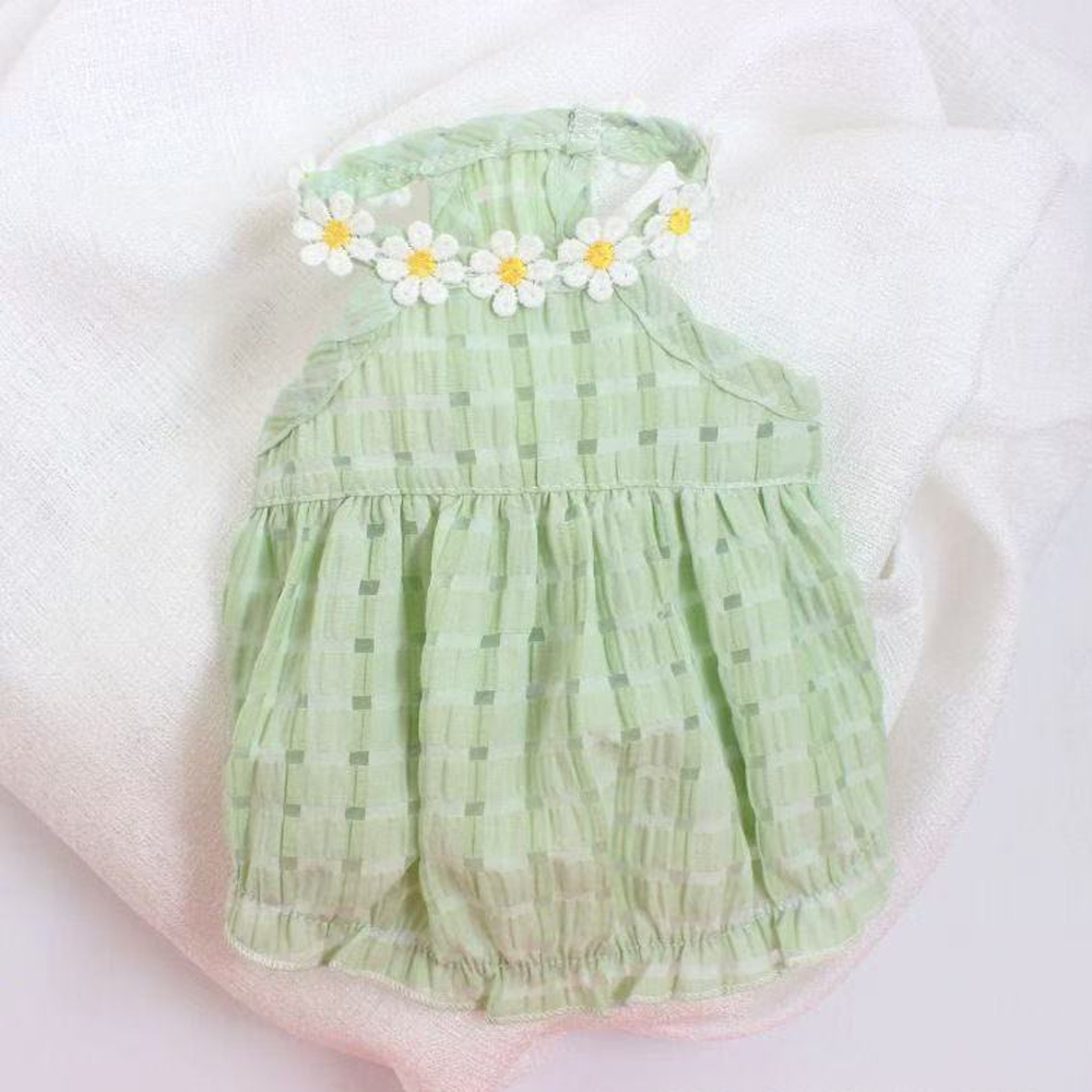 Summer Small Dog Dress with Floral Wreath Collar Breathable Pet Dress for Cats & Puppies – view 7