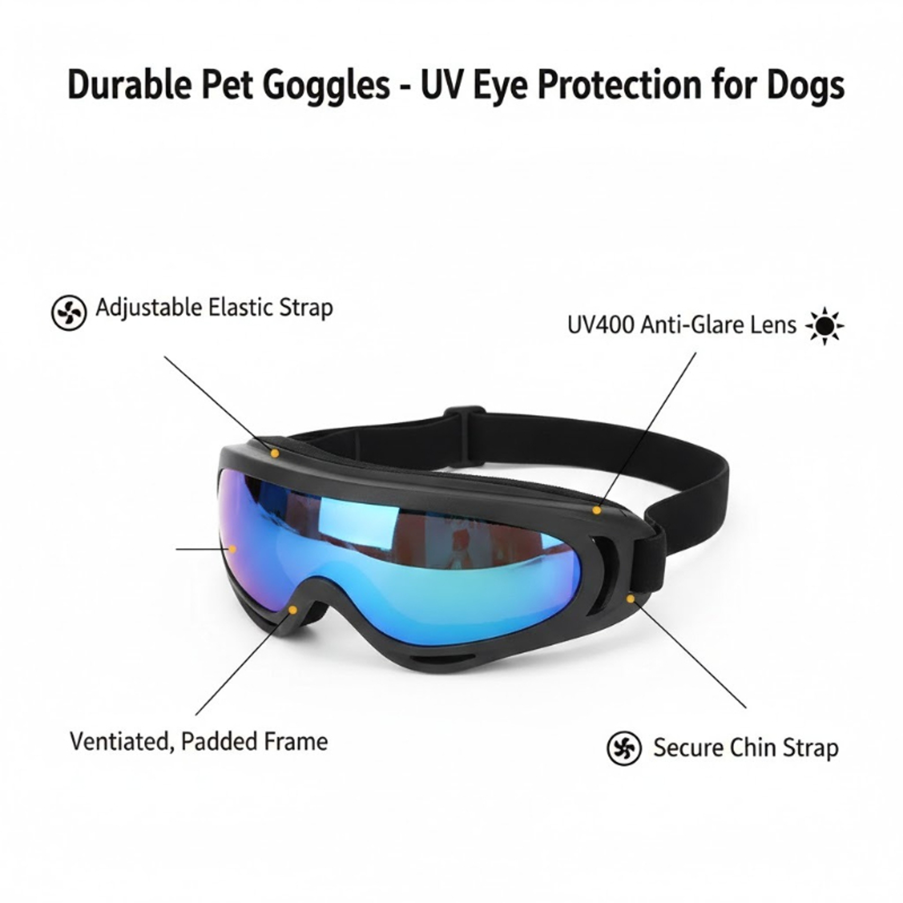 Dog Goggles UV Protection Windproof Pet Sunglasses for Small, Medium & Large Dogs – view 4