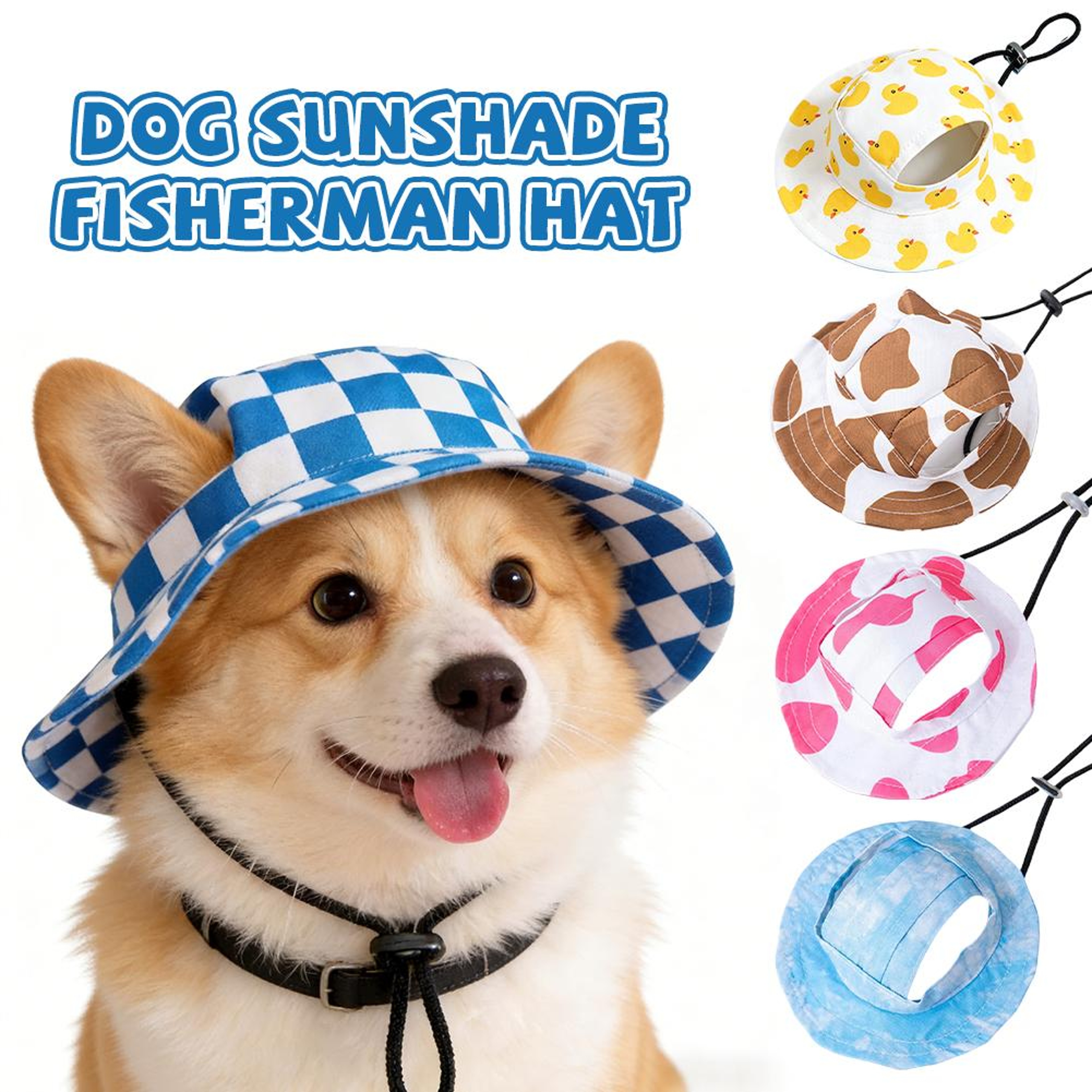 Cute Dog Hat Adjustable Pet Cap for Small Dogs with Sun Protection & Secure Chin Strap – view 1