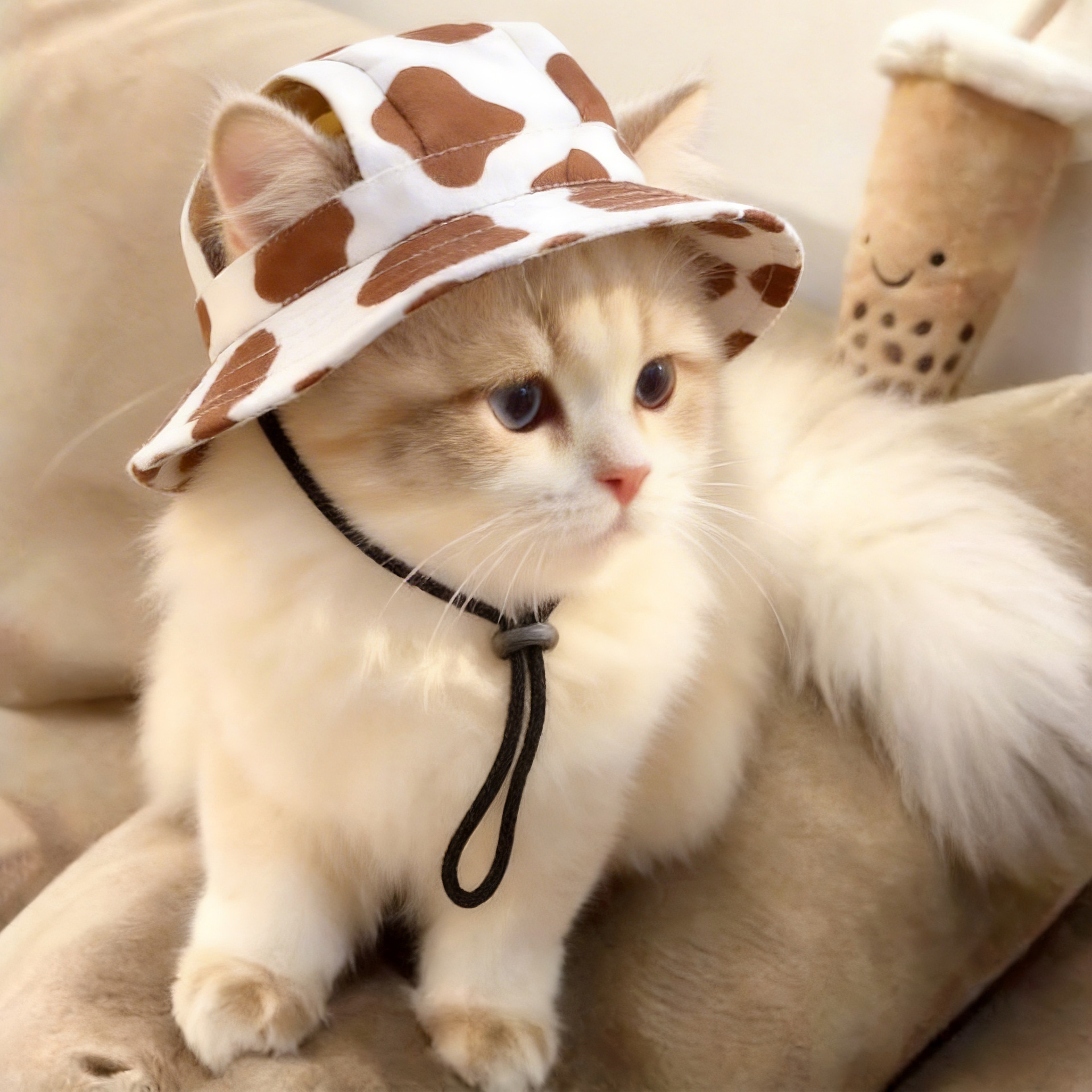 Cute Dog Hat Adjustable Pet Cap for Small Dogs with Sun Protection & Secure Chin Strap – view 2