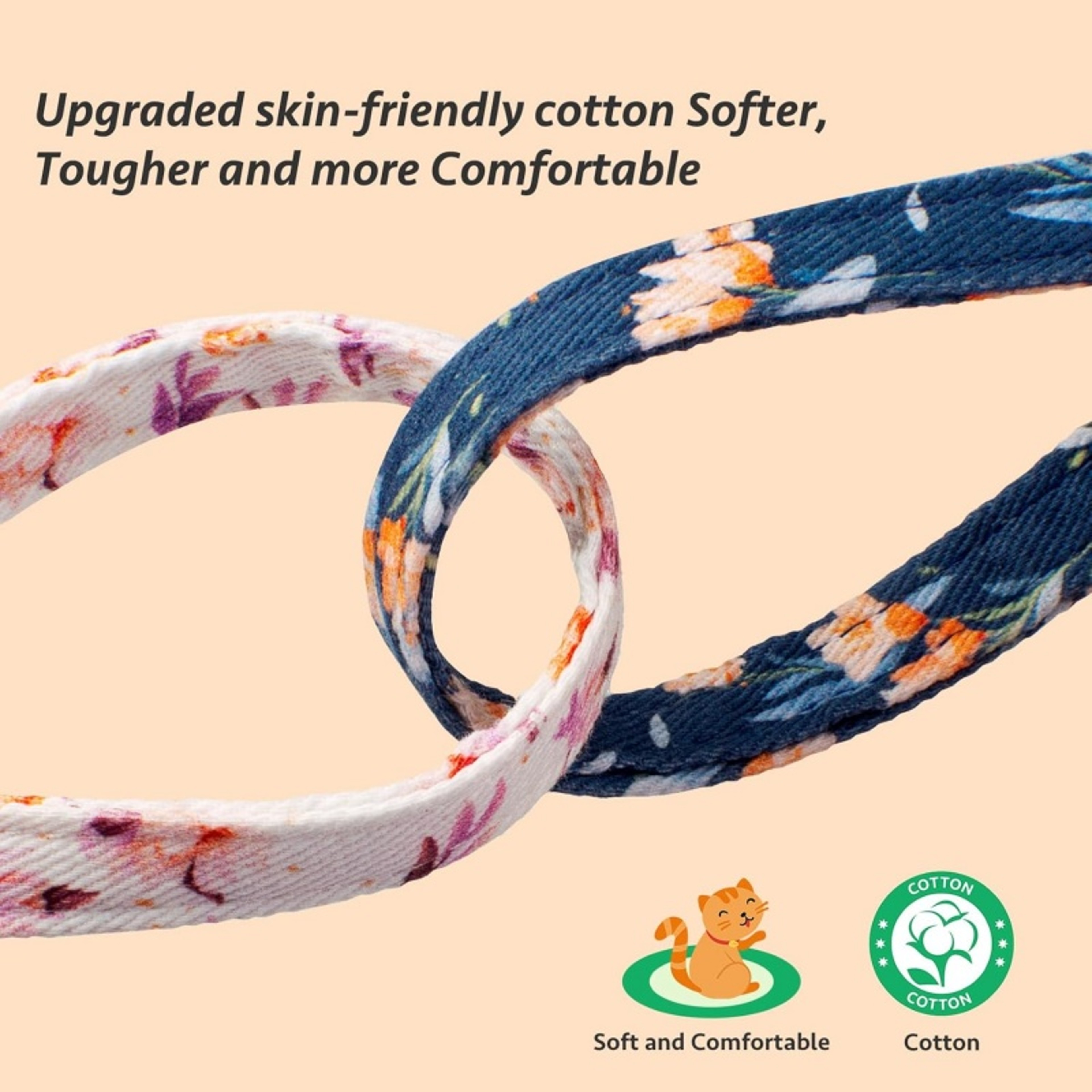 Breakaway Cat Collar Set with Bell Soft Cotton Cat Collar for Kittens & Adult Cats – view 3
