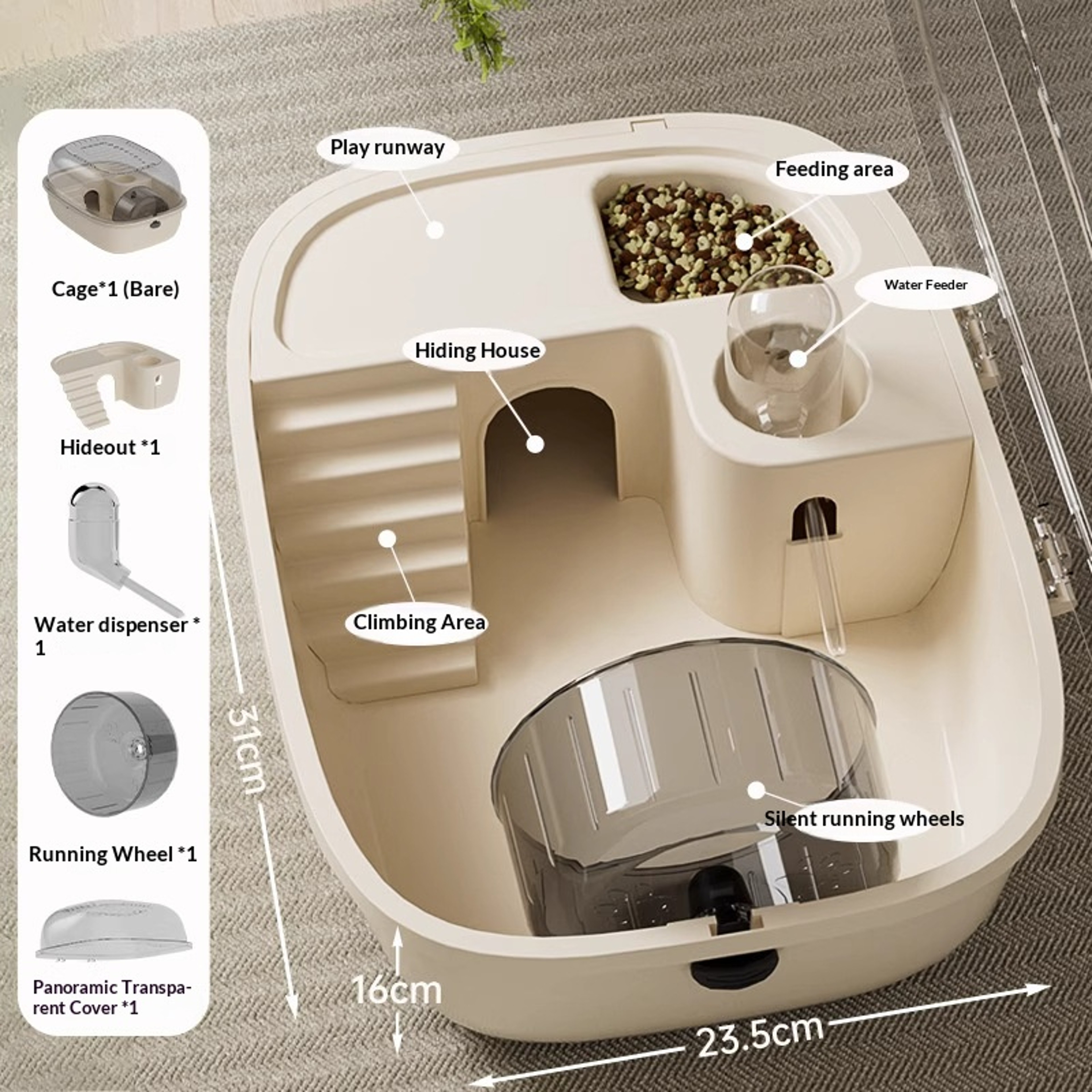 Luxury Large Hamster Cage with Tier Habitat, Exercise Wheel & Hideout for Small Pets – view 7