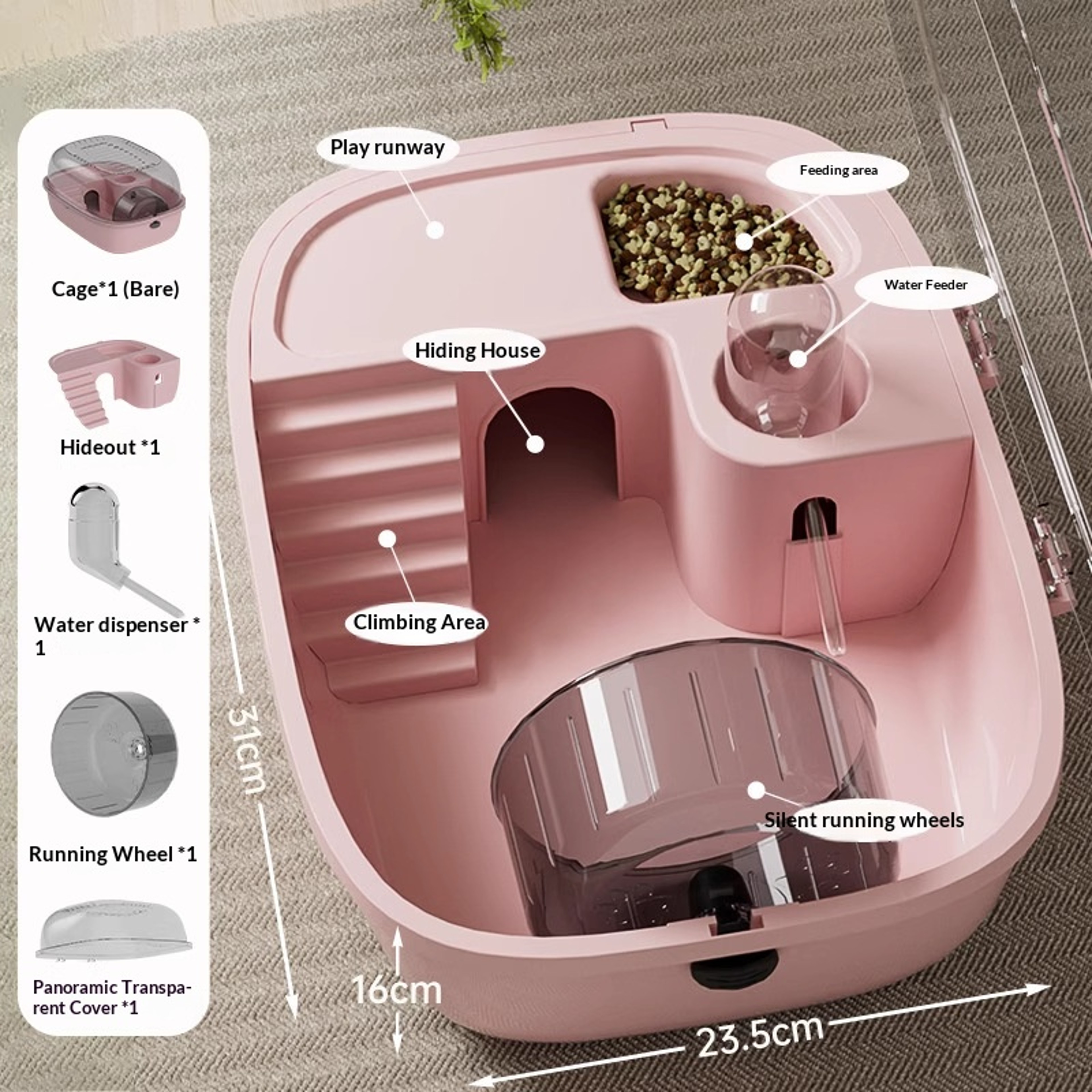 Luxury Large Hamster Cage with Tier Habitat, Exercise Wheel & Hideout for Small Pets – view 8