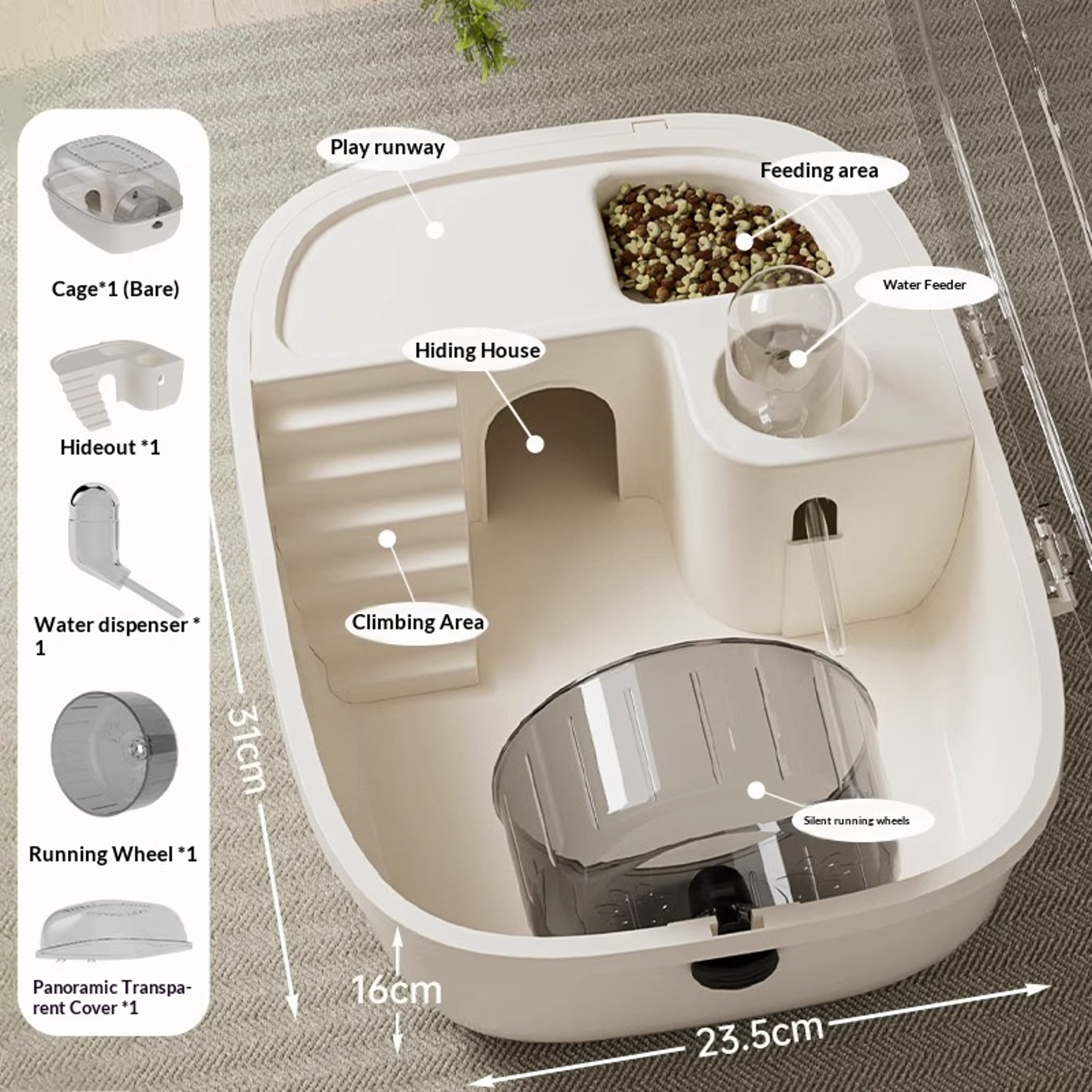 Luxury Large Hamster Cage with Tier Habitat, Exercise Wheel & Hideout for Small Pets – view 11