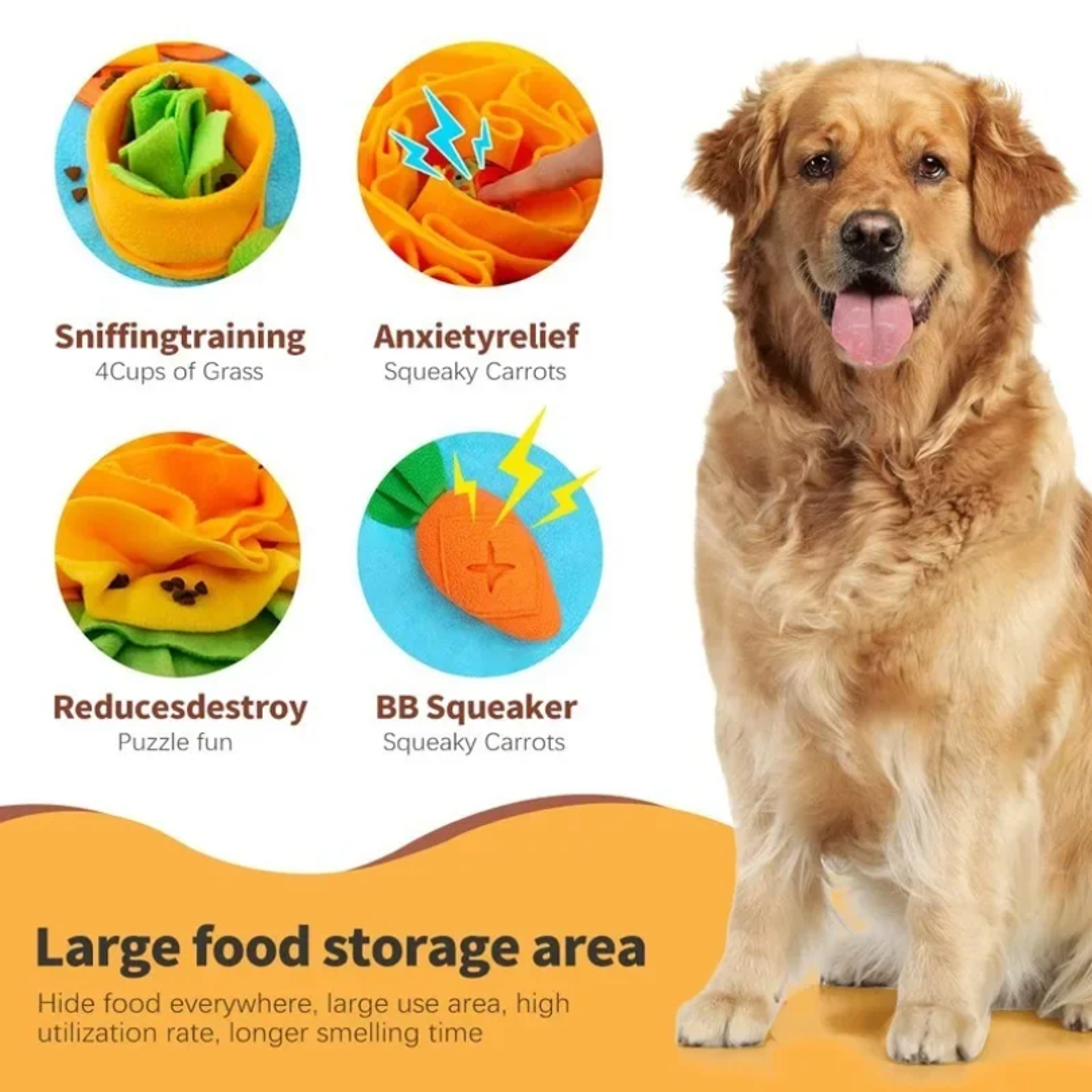 Large Snuffle Mat for Dogs Interactive Slow Feeder Dog Mat for Nose work Training & Stress Relief – view 3