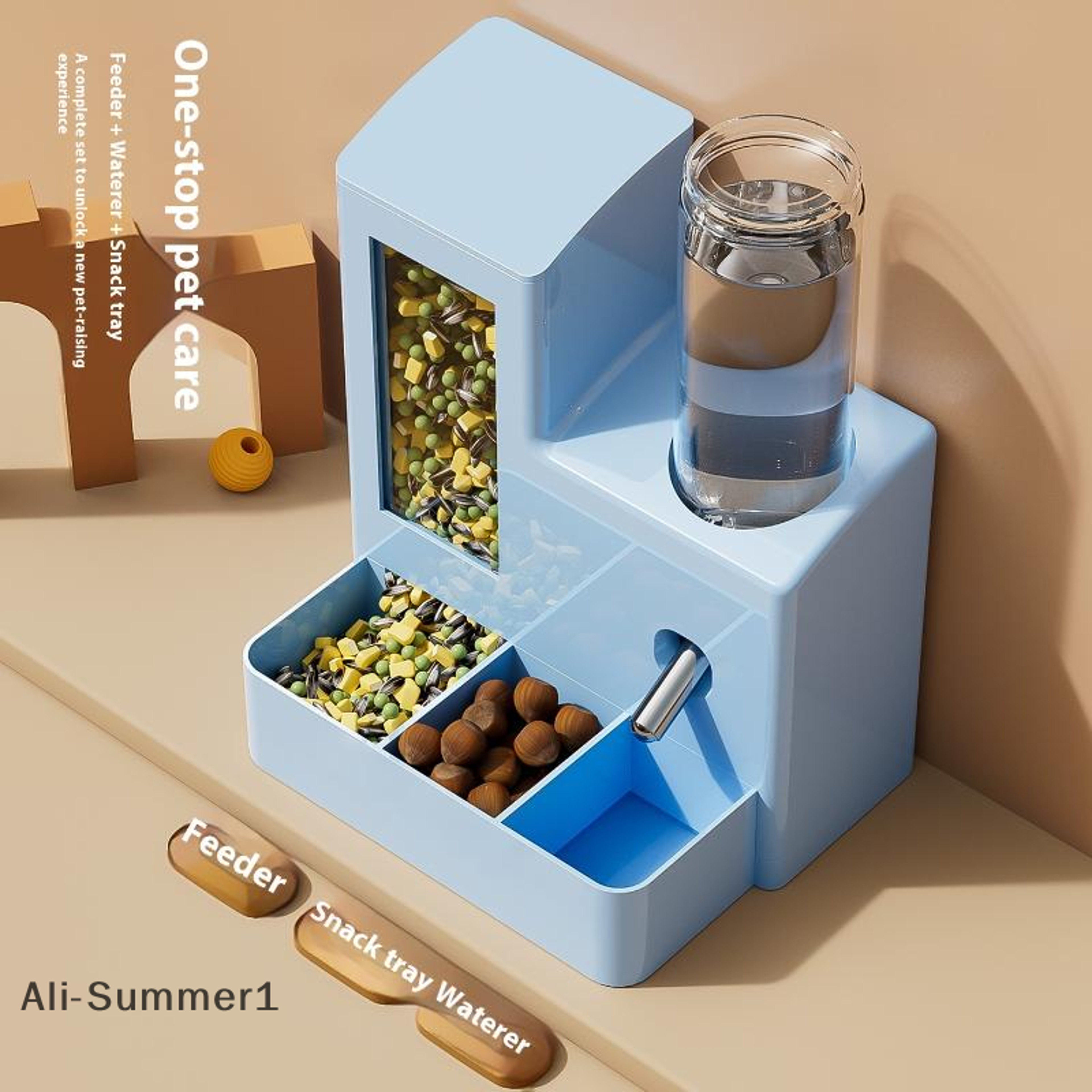 Automatic Hamster Feeder  Water Dispenser For Small Pets Leakproof Food Bowl 3