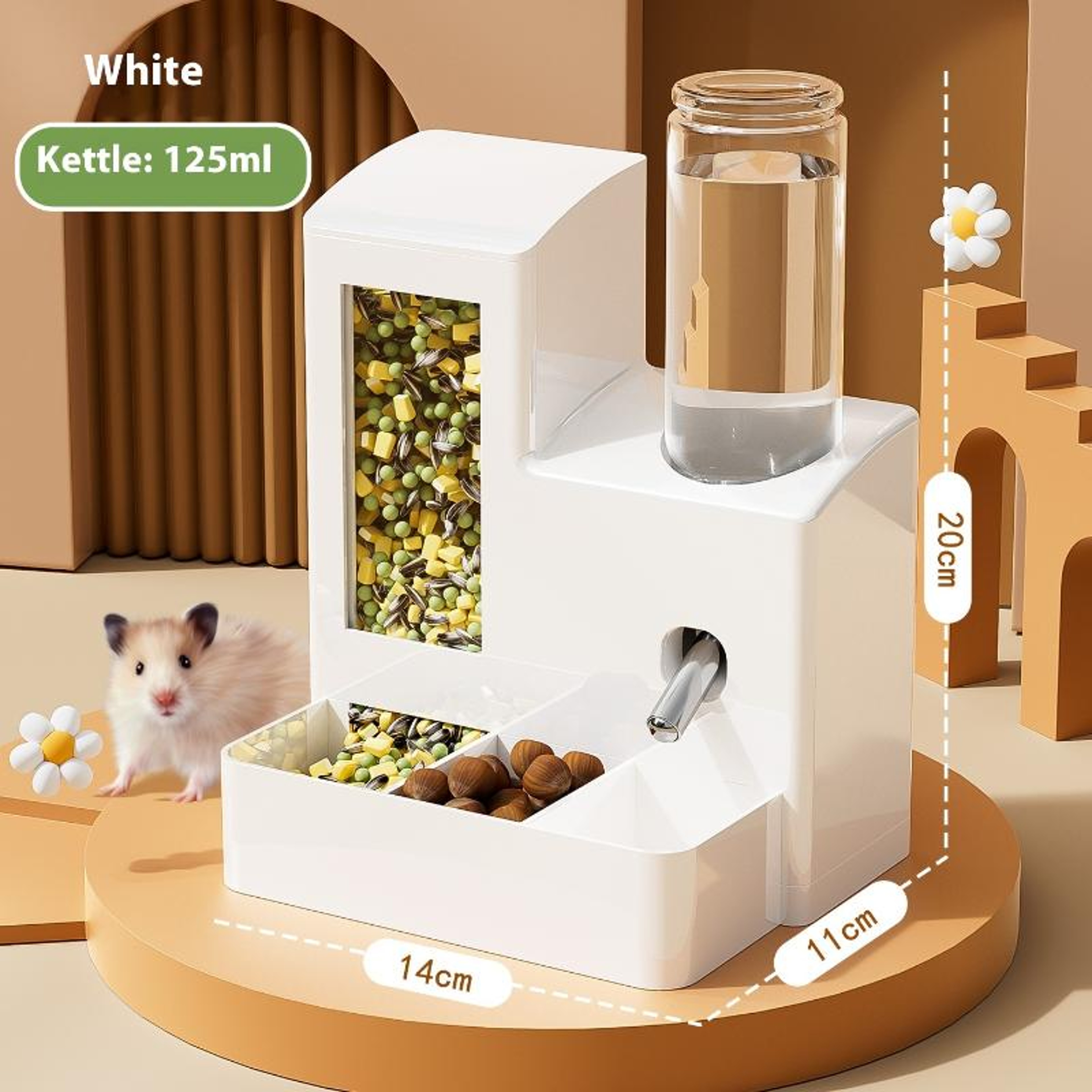 Automatic Hamster Feeder  Water Dispenser For Small Pets Leakproof Food Bowl 10