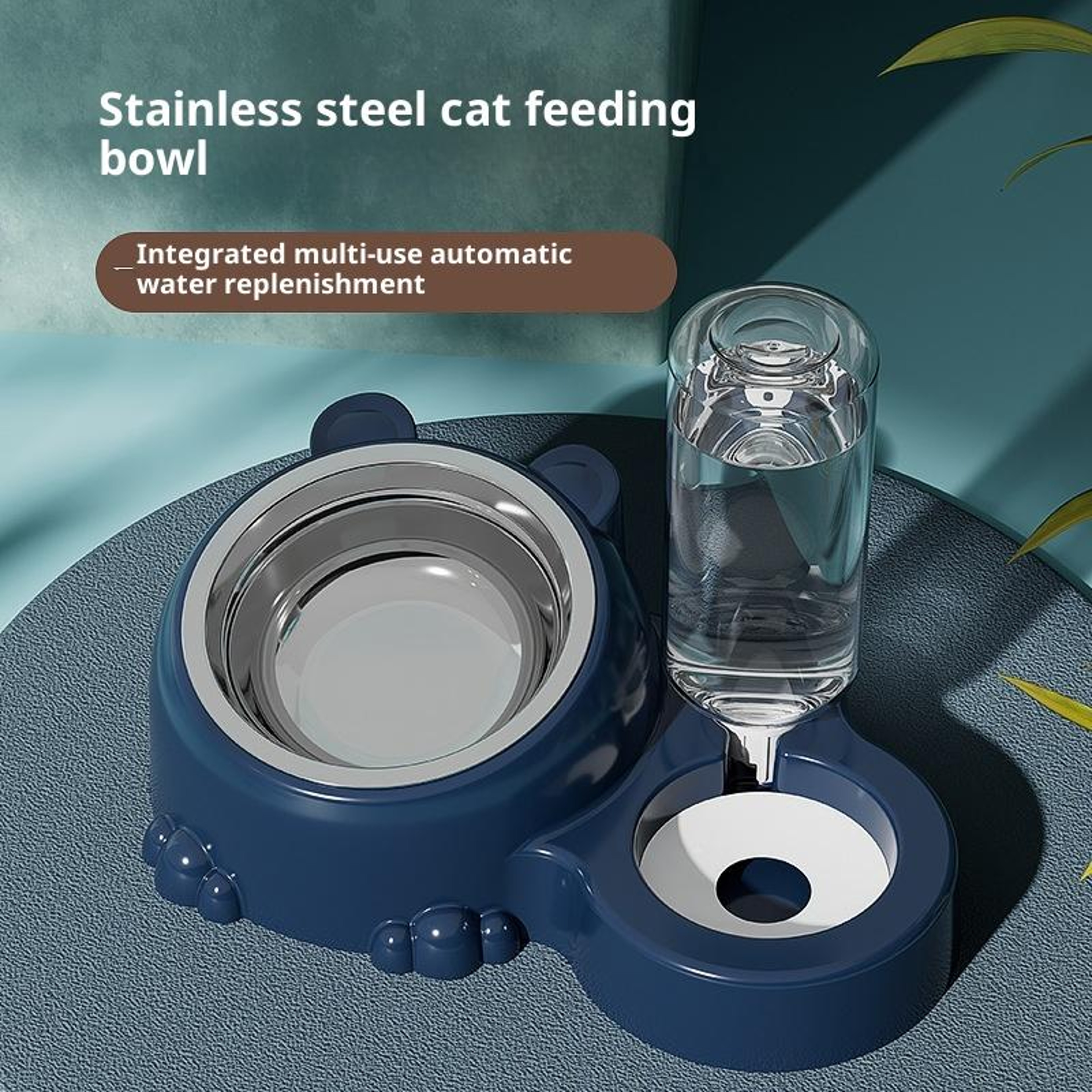 Automatic Pet Water Feeder  Elevated Cat Bowl With Tilted Stainless Steel Food Dish 7