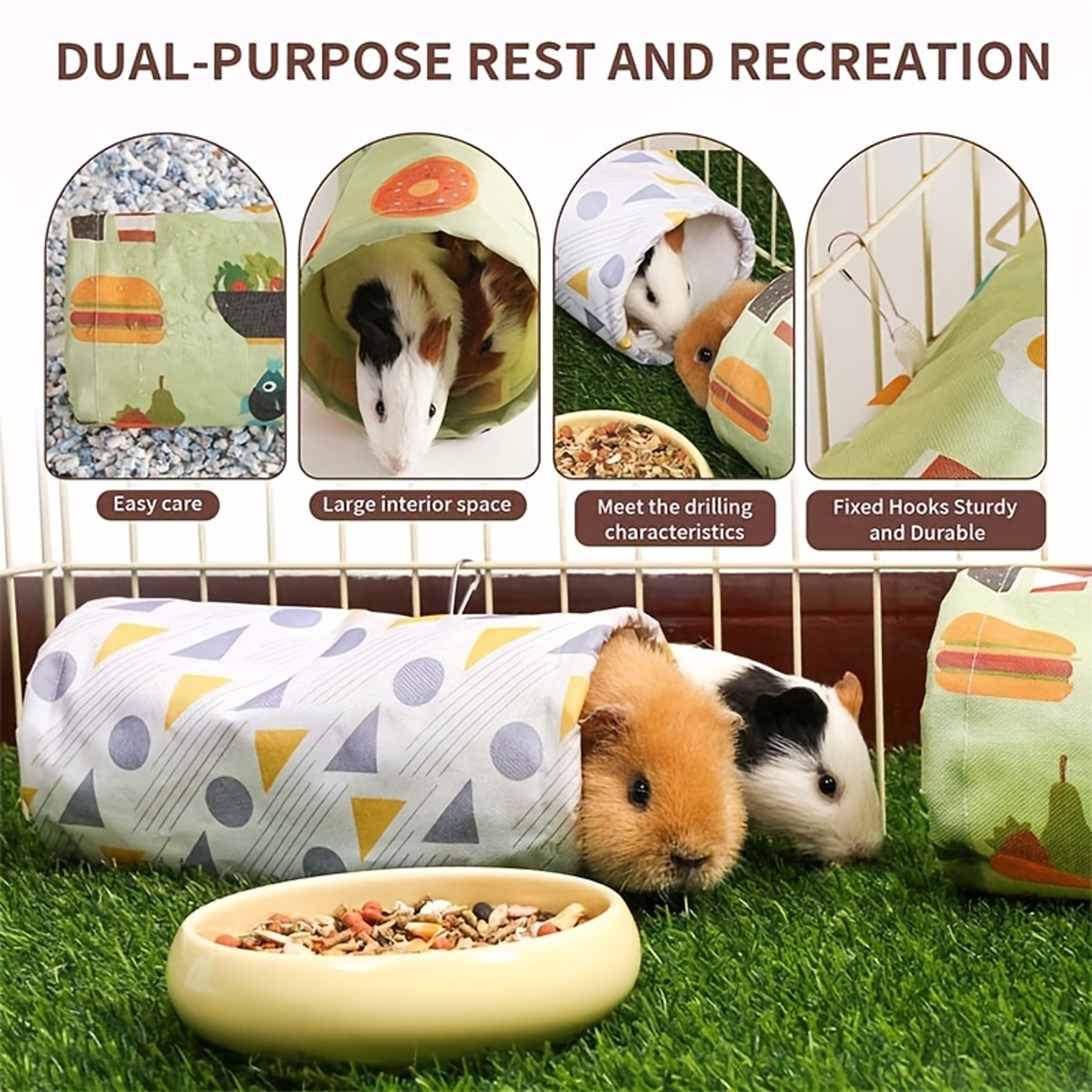 Cozy Guinea Pig Tunnel  Small Animal Hammock Hideout For Hamsters Ferrets  Rabbits 3