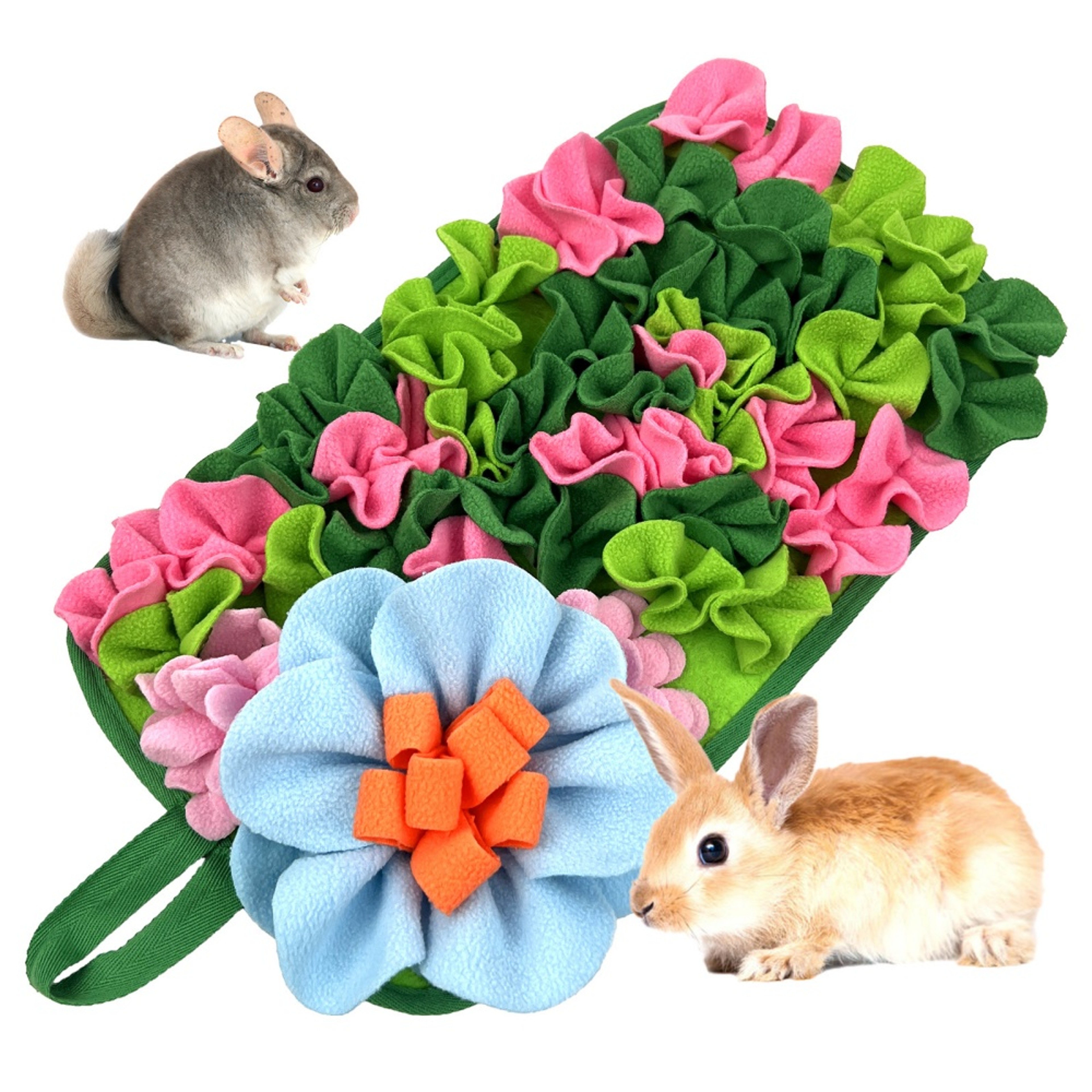 Interactive Rabbit Snuffle Feeding Mat for Small Animals Floral Foraging Puzzle Toy – view 1