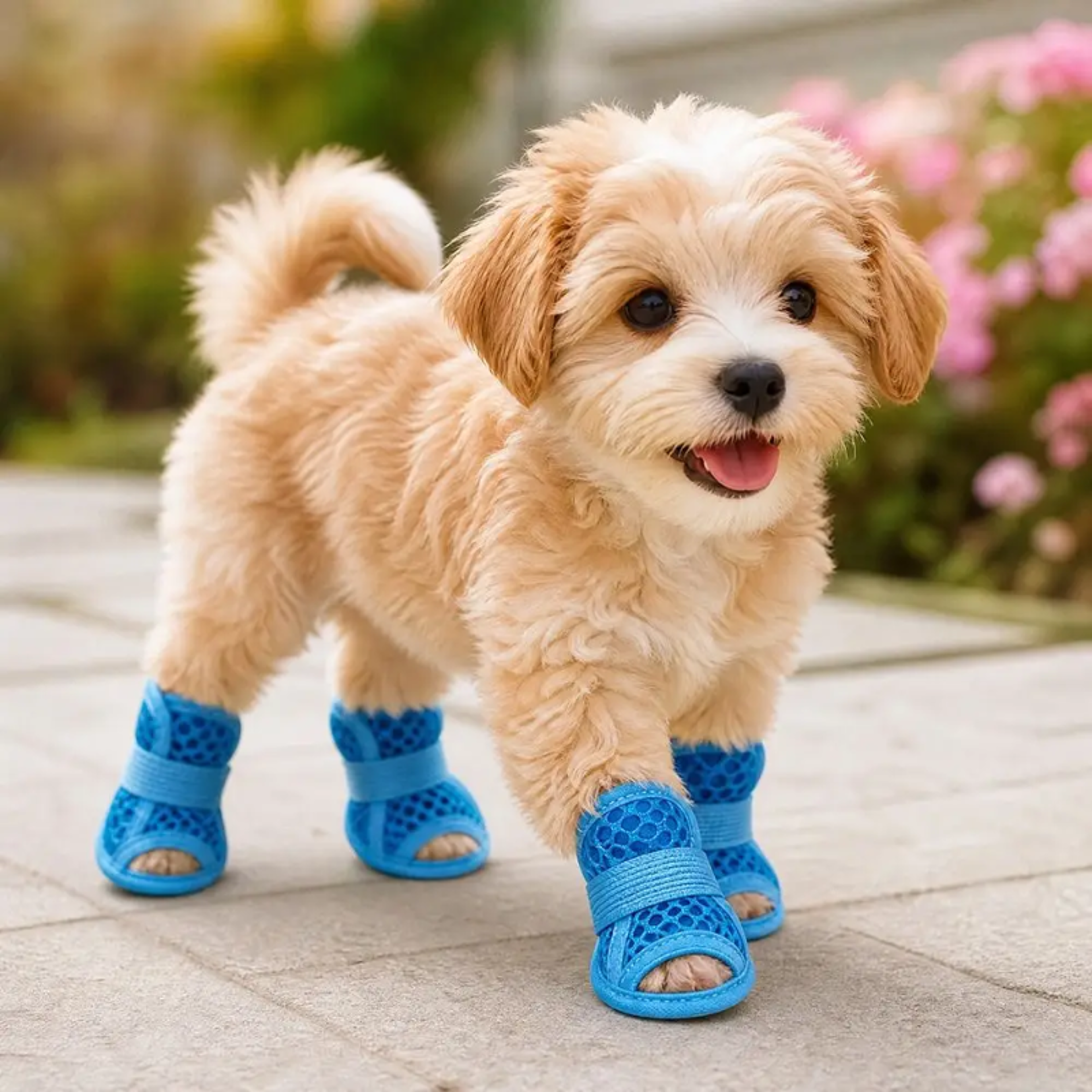 Breathable Dog Shoes for Small Dogs Anti-Slip Mesh Summer Dog Booties with Elastic Straps – view 3