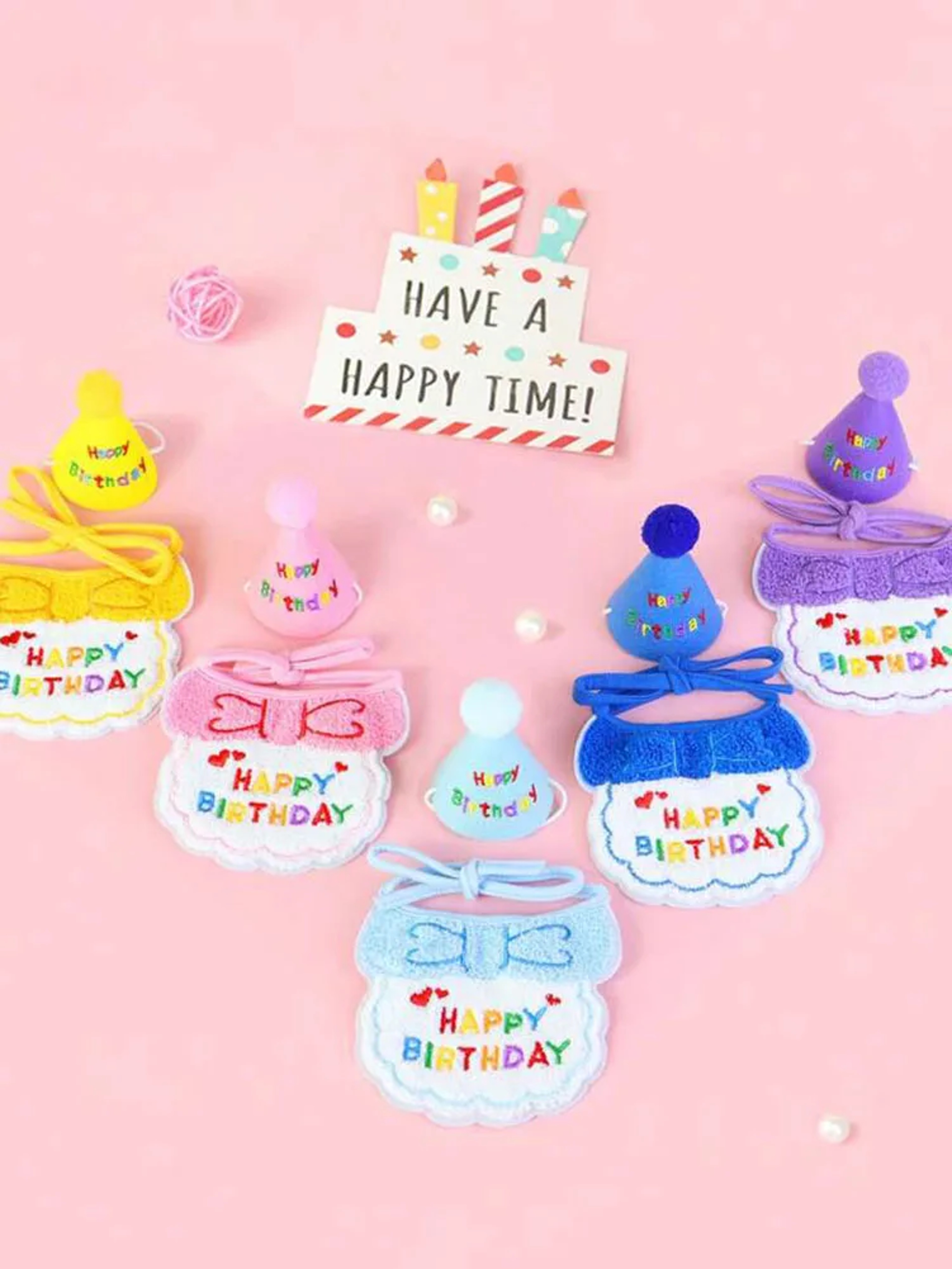 Pet Birthday Outfit Set with Birthday Bandana & Party Hat for Dogs and Cats – view 2