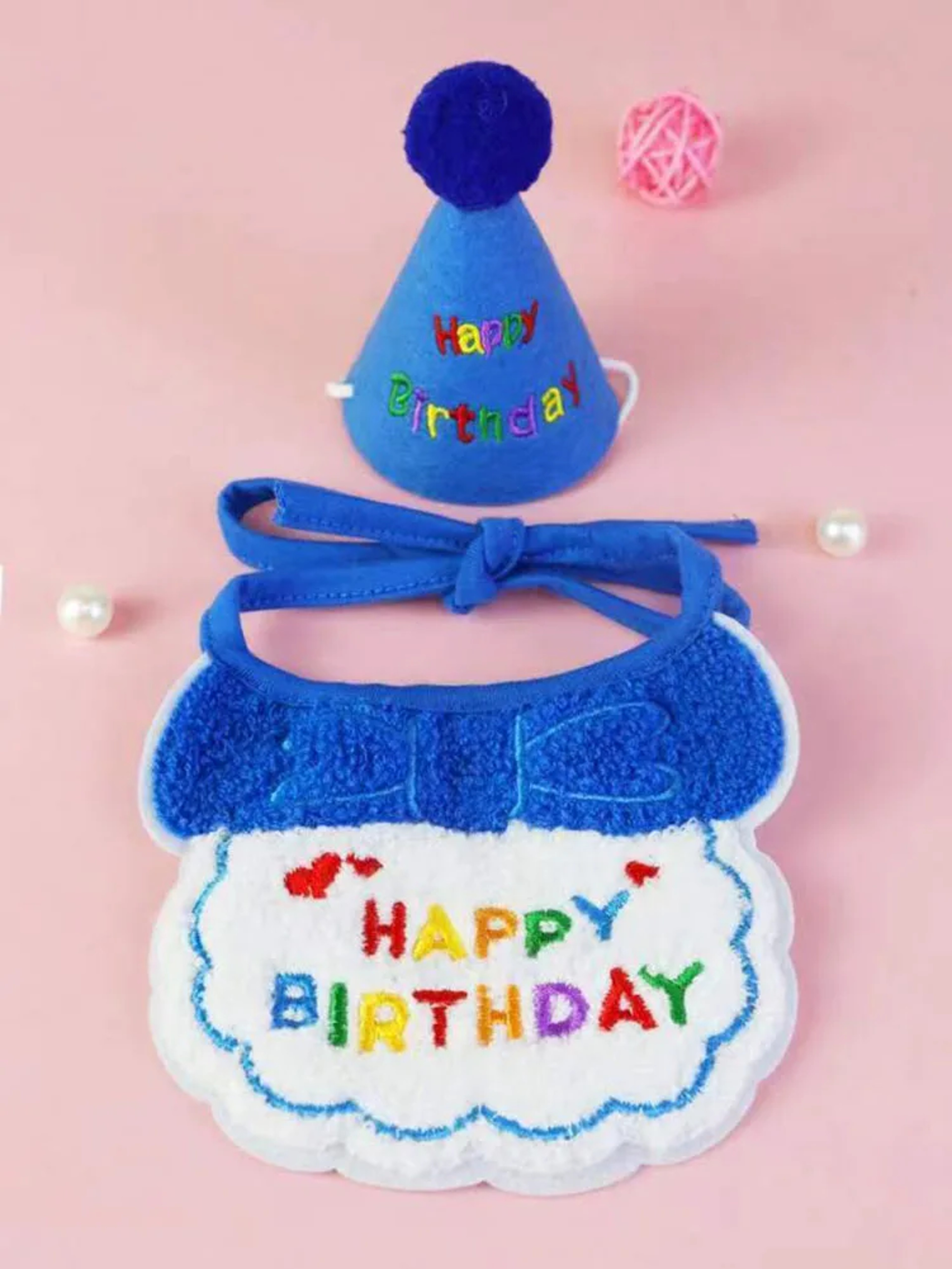 Pet Birthday Outfit Set with Birthday Bandana & Party Hat for Dogs and Cats – view 7